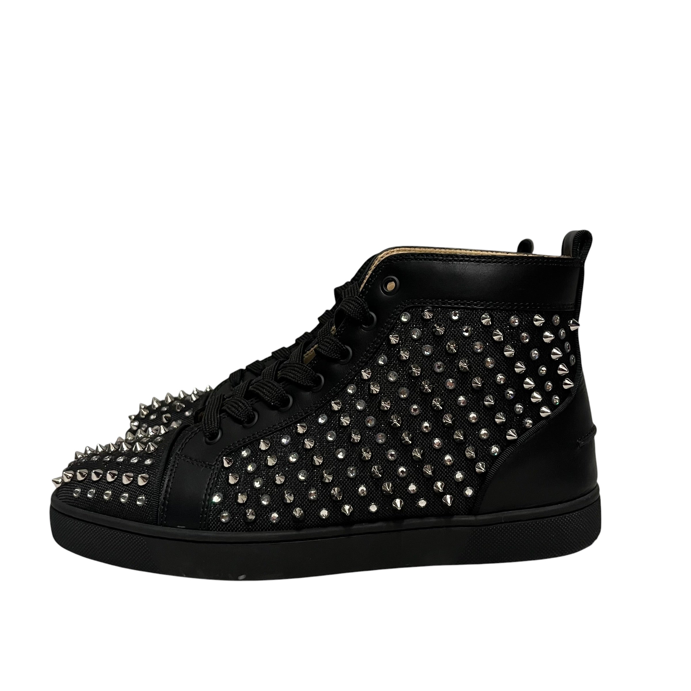 Christian Louboutin/Hi-Sneakers/US 8.5/Leather/BLK/spike view 3