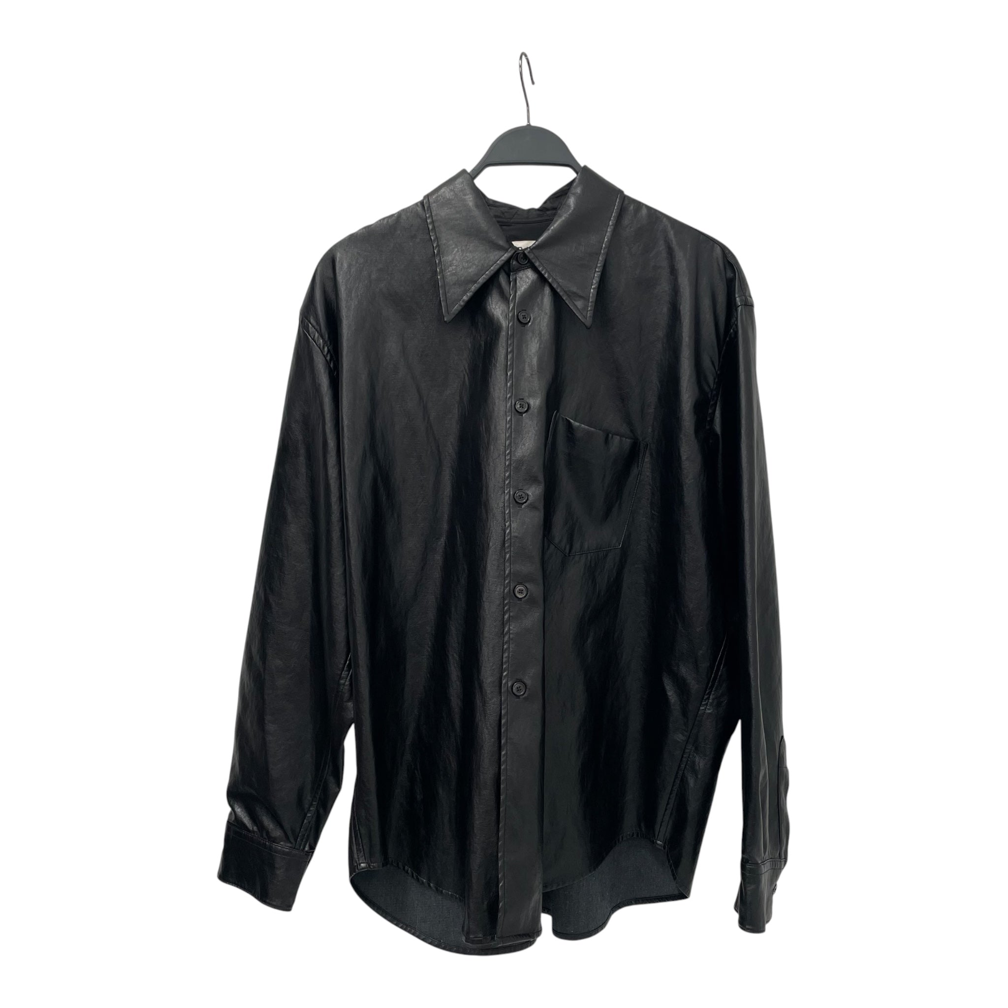 OUR LEGACY/LS Shirt/L/Leather/BLK/Chest pocket view 1