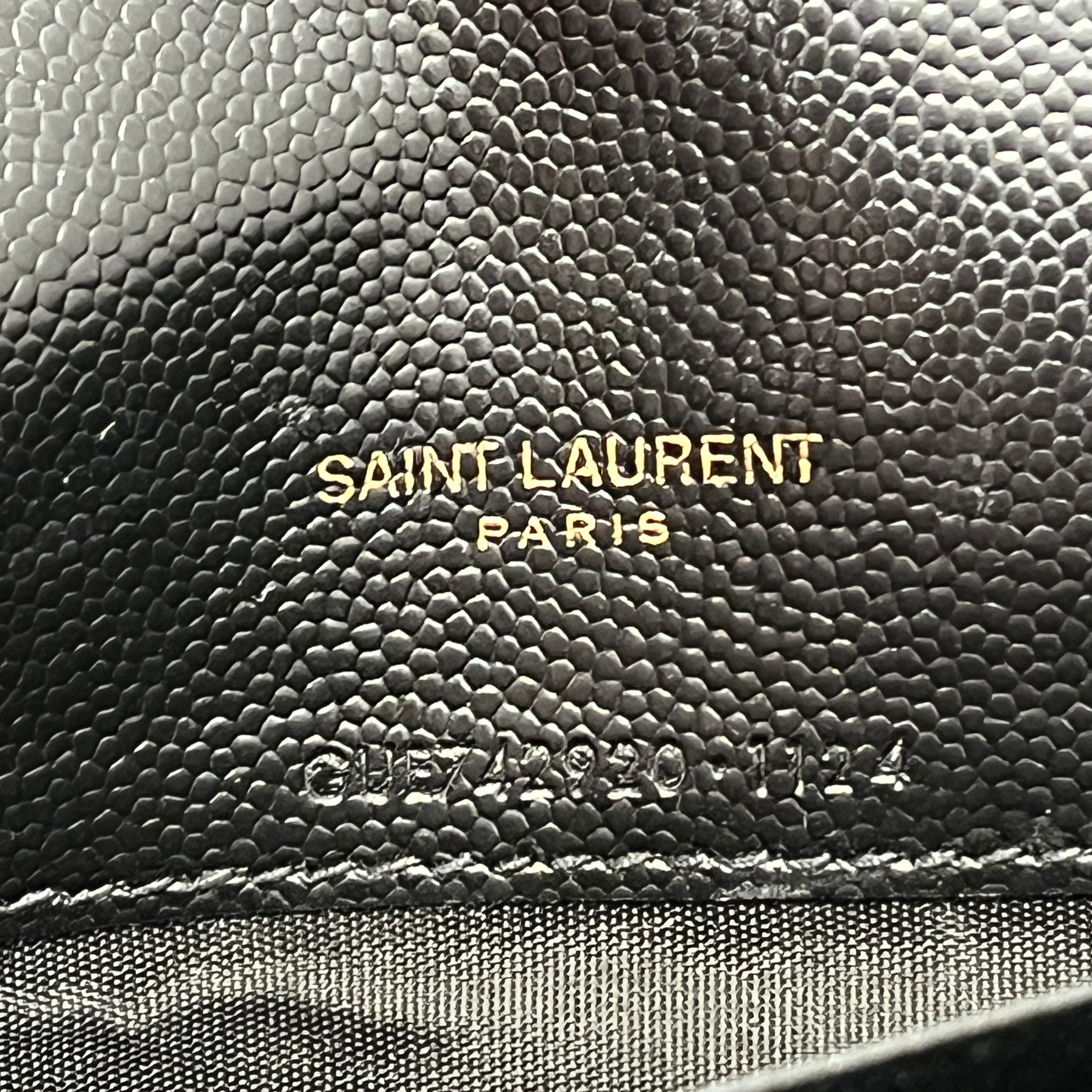SAINT LAURENT/Cross Body Bag/Leather/BLK/LEATHER ENVELOPE PEBBLE view 4