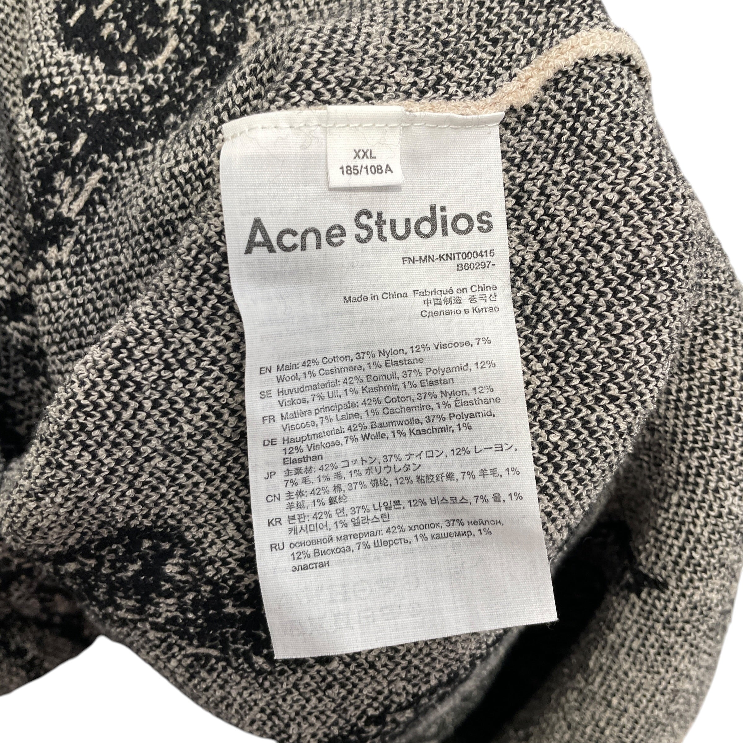 Acne Studios/Sweater/XXL/All Over Print/Cotton/CRM/Oversize/blk tufted letter flora gatan view 3