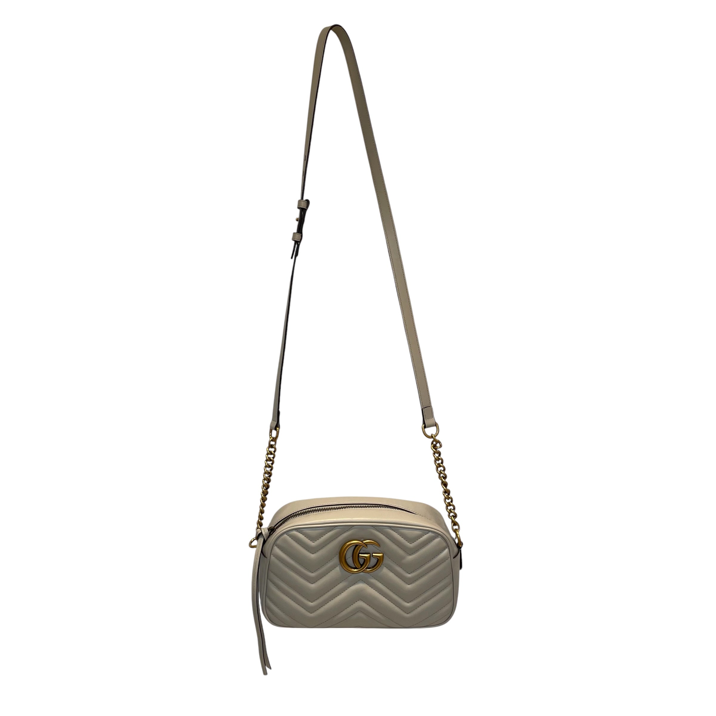 GUCCI/Cross Body Bag/Leather/WHT/GG Marmont Quilted Bag view 1