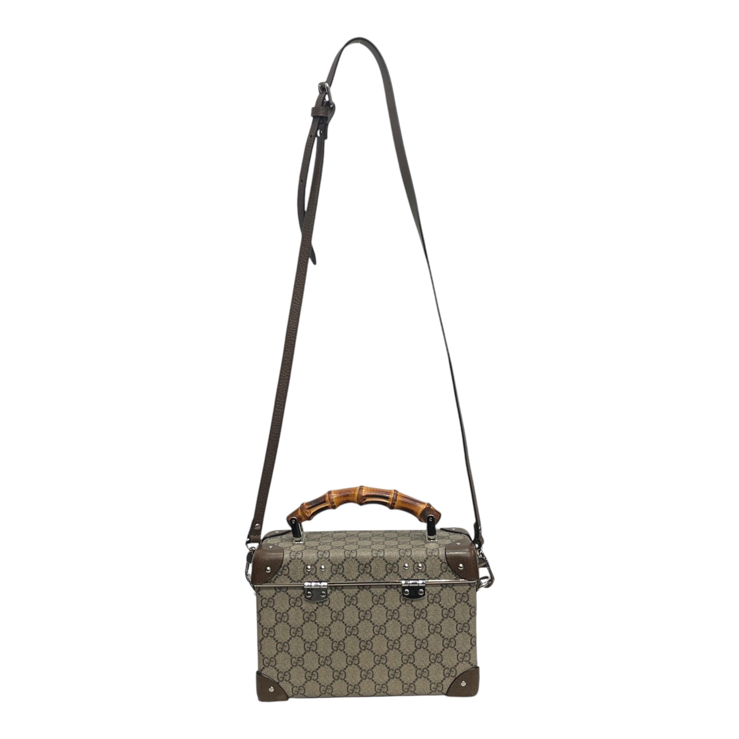 GUCCI/Hand Bag/Monogram/Leather/BRW/BAMBOO GUCCI GLOBE TROTTER view 2