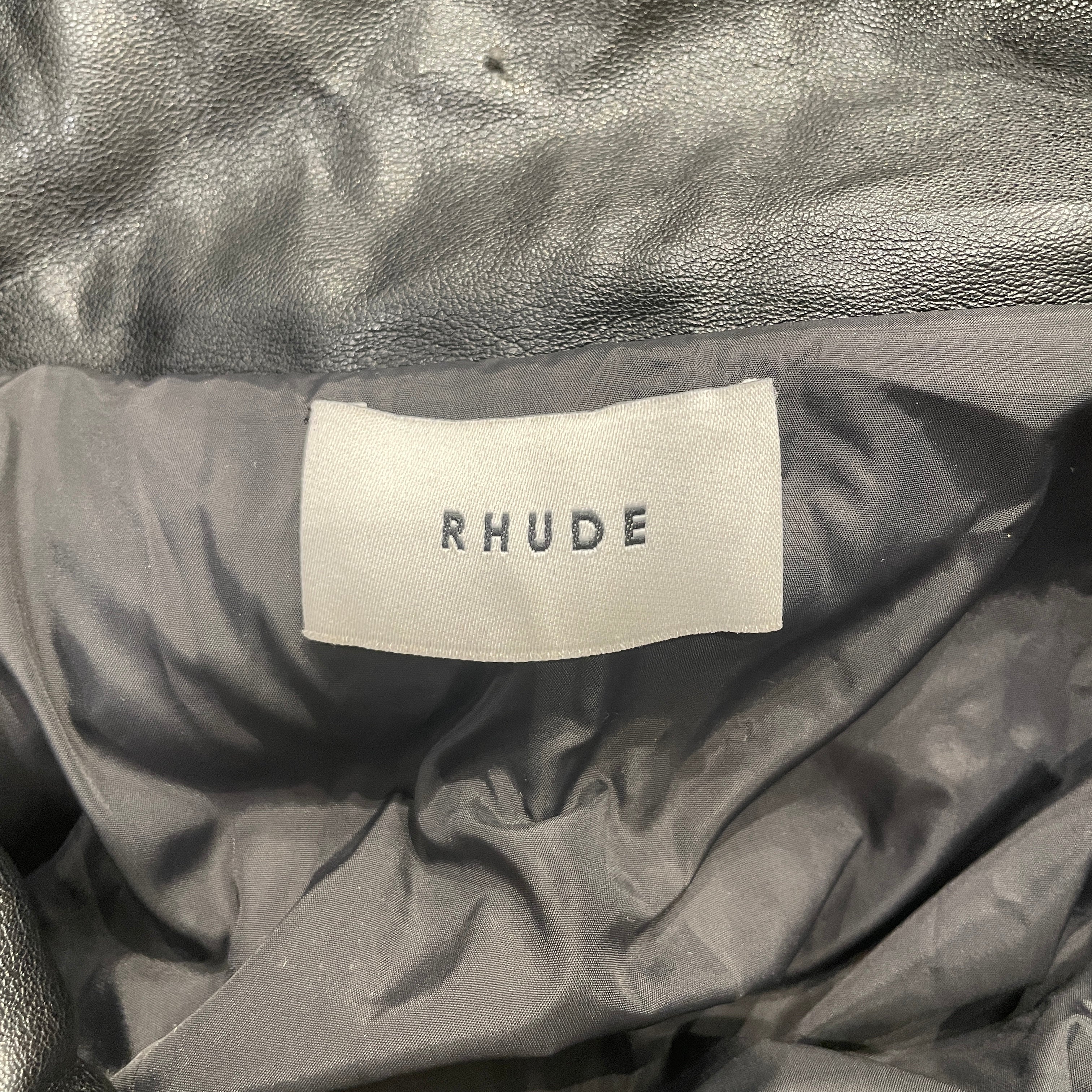 RHUDE/Leather Jkt/L/Leather/BLK/DOUBLE POCKET LEATHER PUFFER view 3