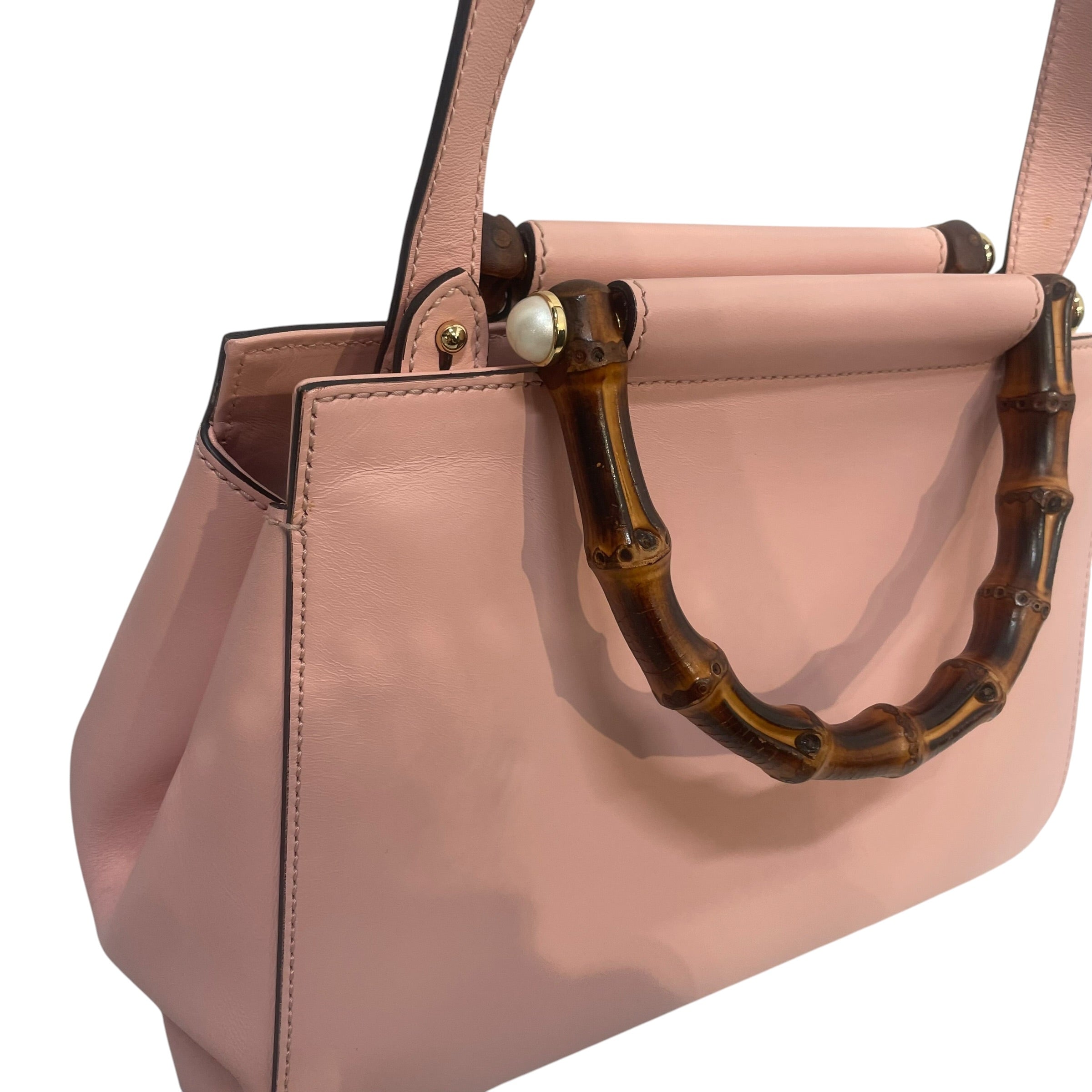GUCCI/Hand Bag/Leather/PNK/faux pearl nymphaea crossbody view 6