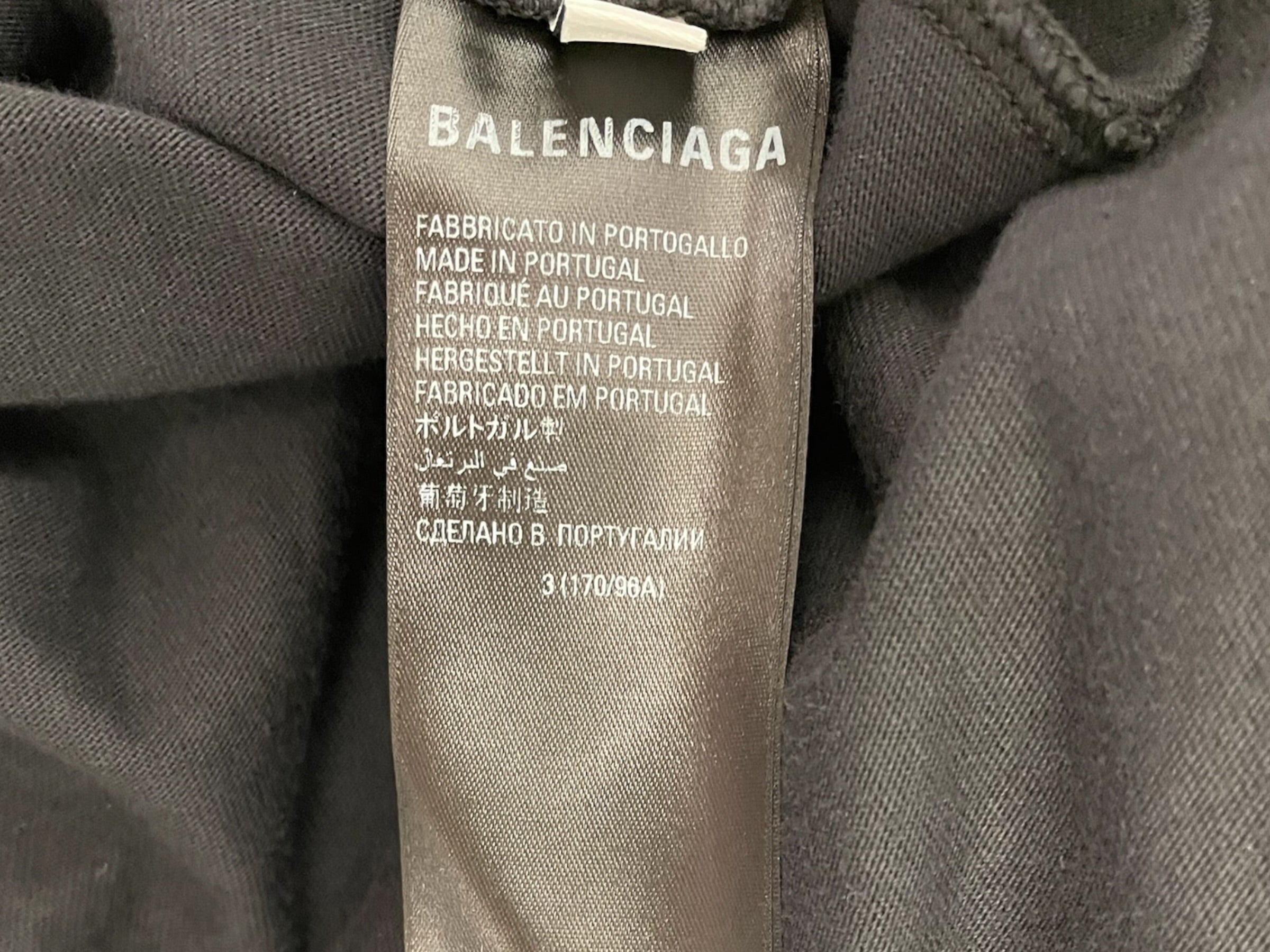 BALENCIAGA/LS T-Shirt/3/Cotton/BLK/blank logo on bottom back view 4