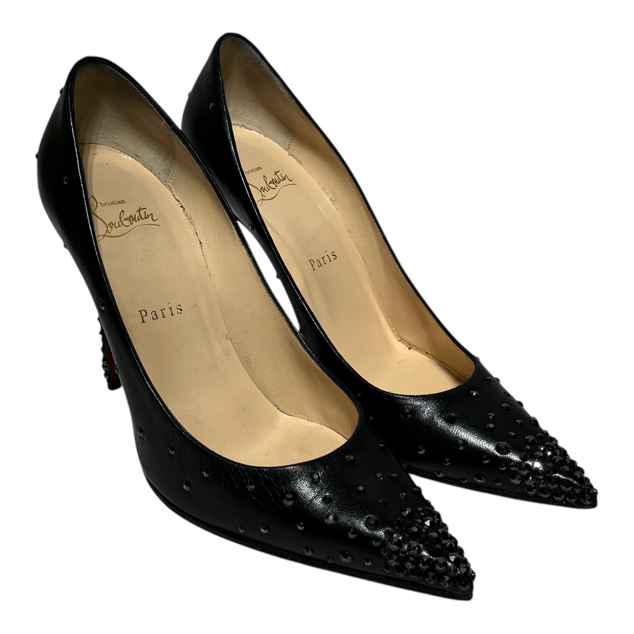 Christian Louboutin/Heels/US 8/Leather/BLK/Degtasstrass Rhinestone Toe view 1