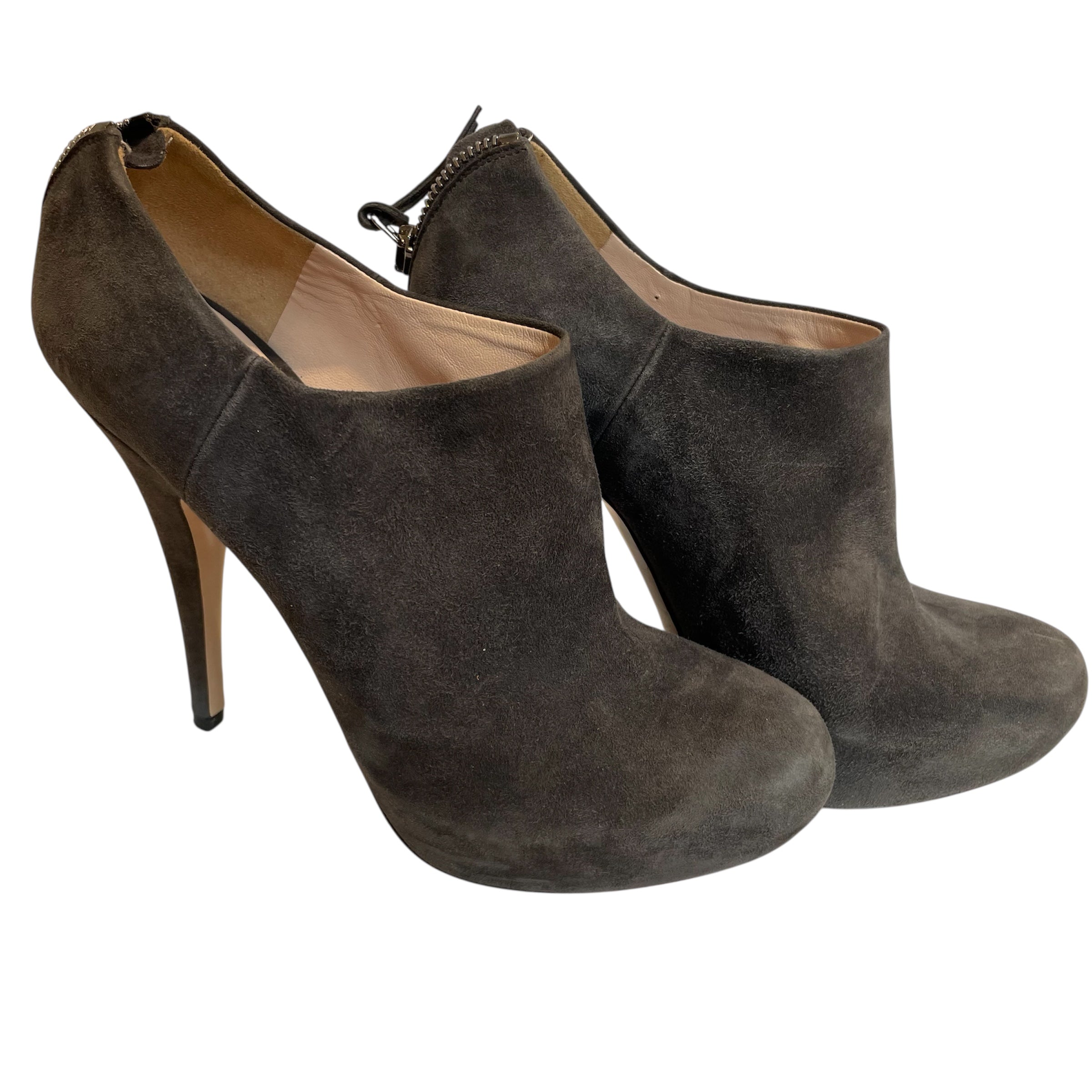 MIU MIU/Heels/US 5.5/Leather/GRY/sued dark grey heels view 1