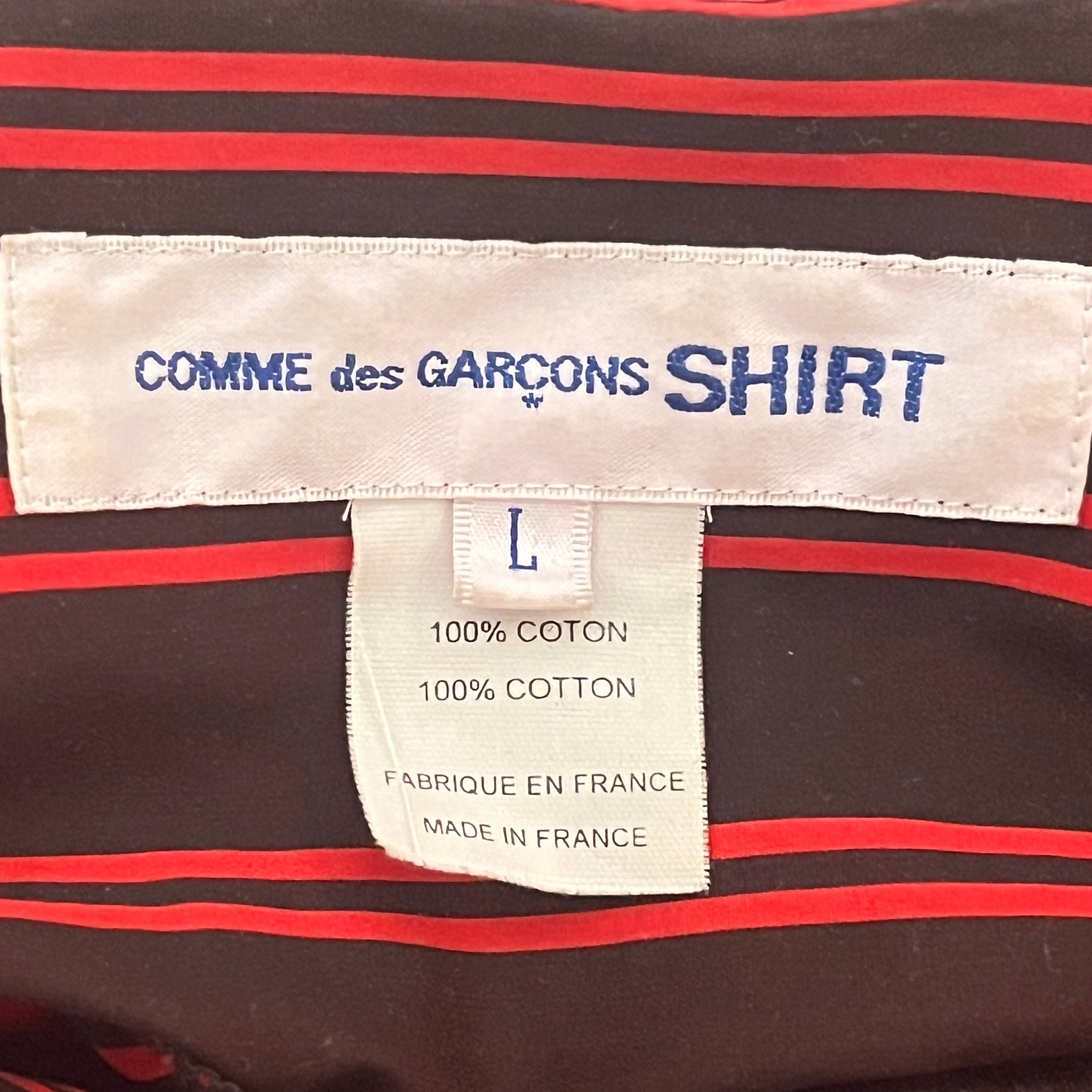 COMME des GARCONS SHIRT/LS Shirt/L/Cotton/RED/Stripe/DOUBLE ARM STRIPE BUTTONDOWN view 3