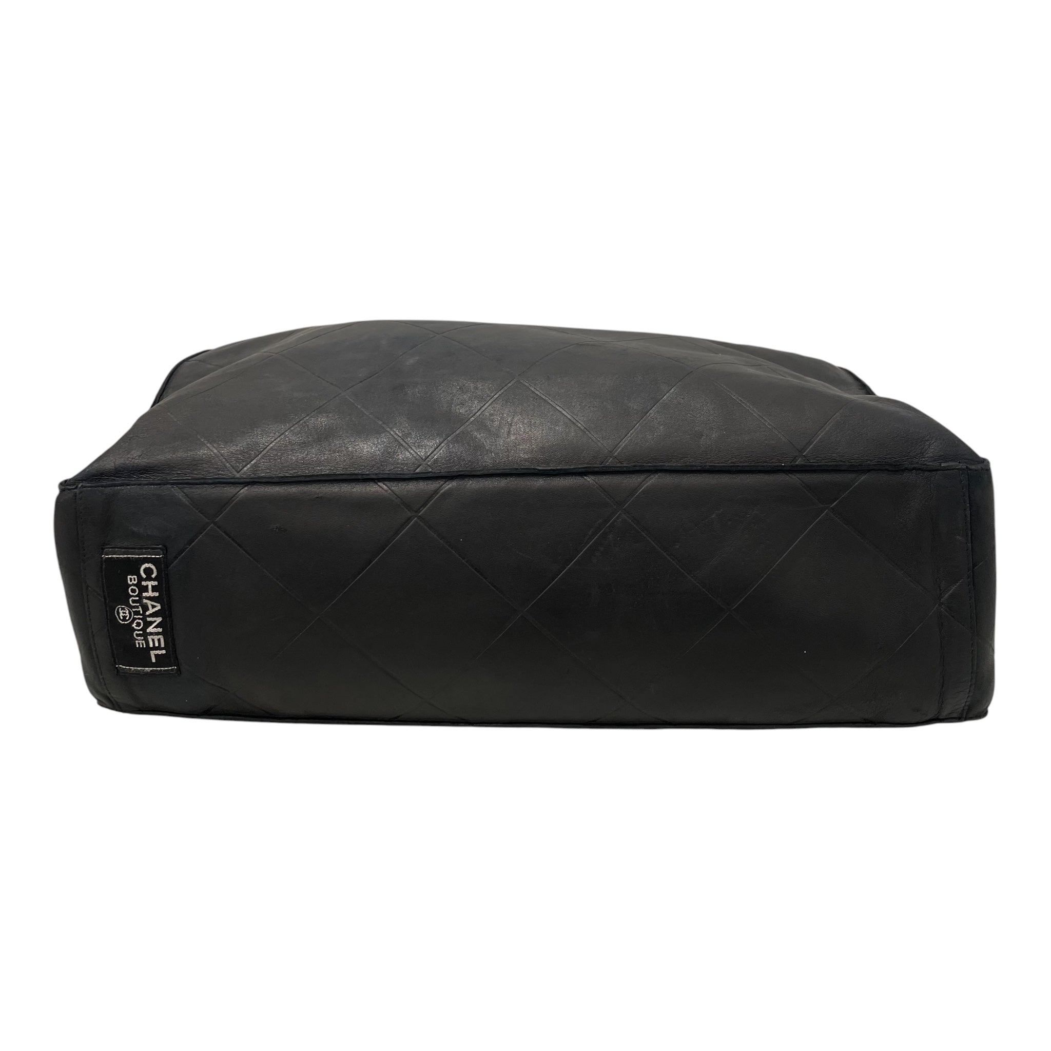 CHANEL/Tote Bag/Leather/BLK/PLAID LAMBSKIN view 3