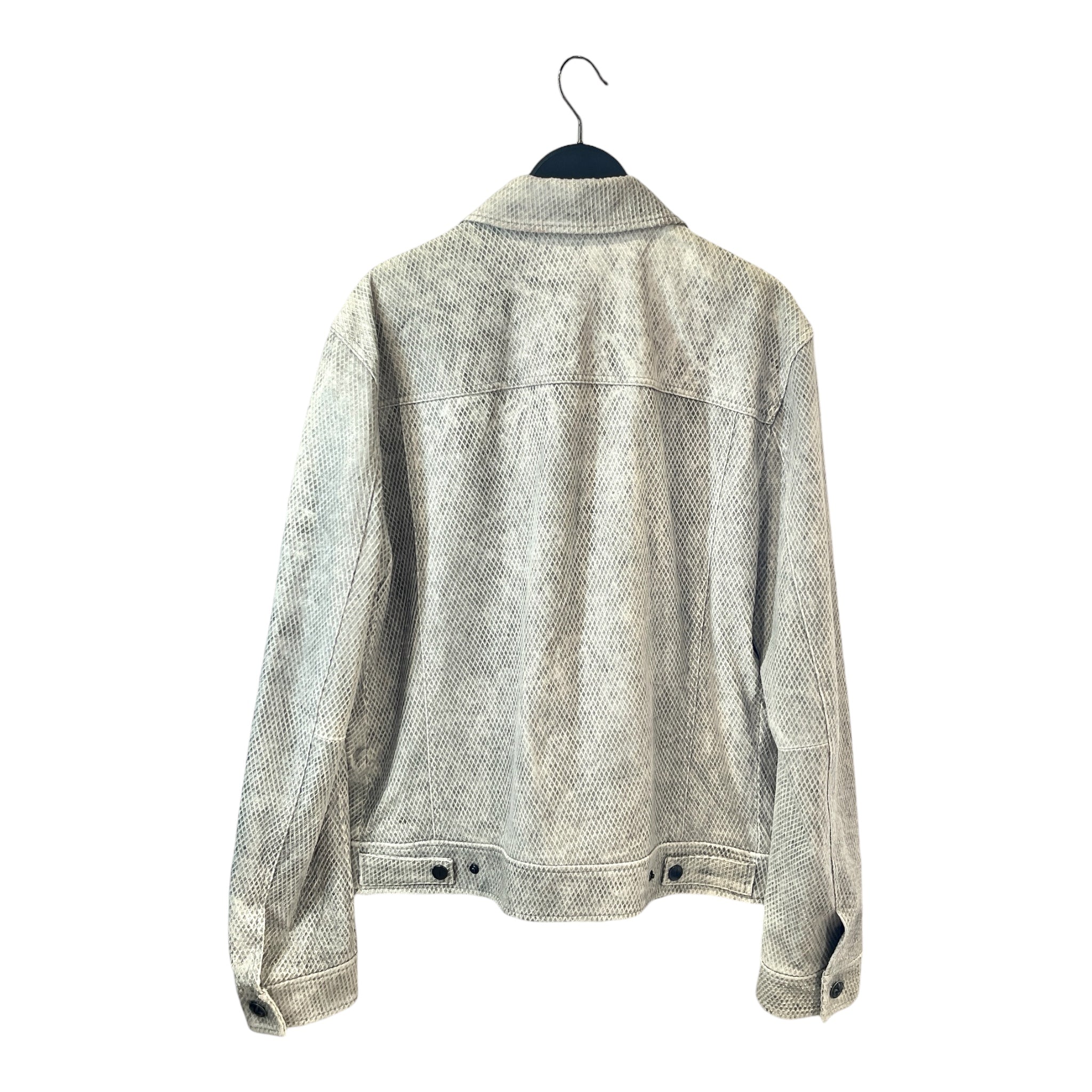 john varvatos/Leather Jkt/48/Sheepskin/GRY/Single Breasted/Animal Pattern/DIAMOND LAZER CUT TRUCKER view 2