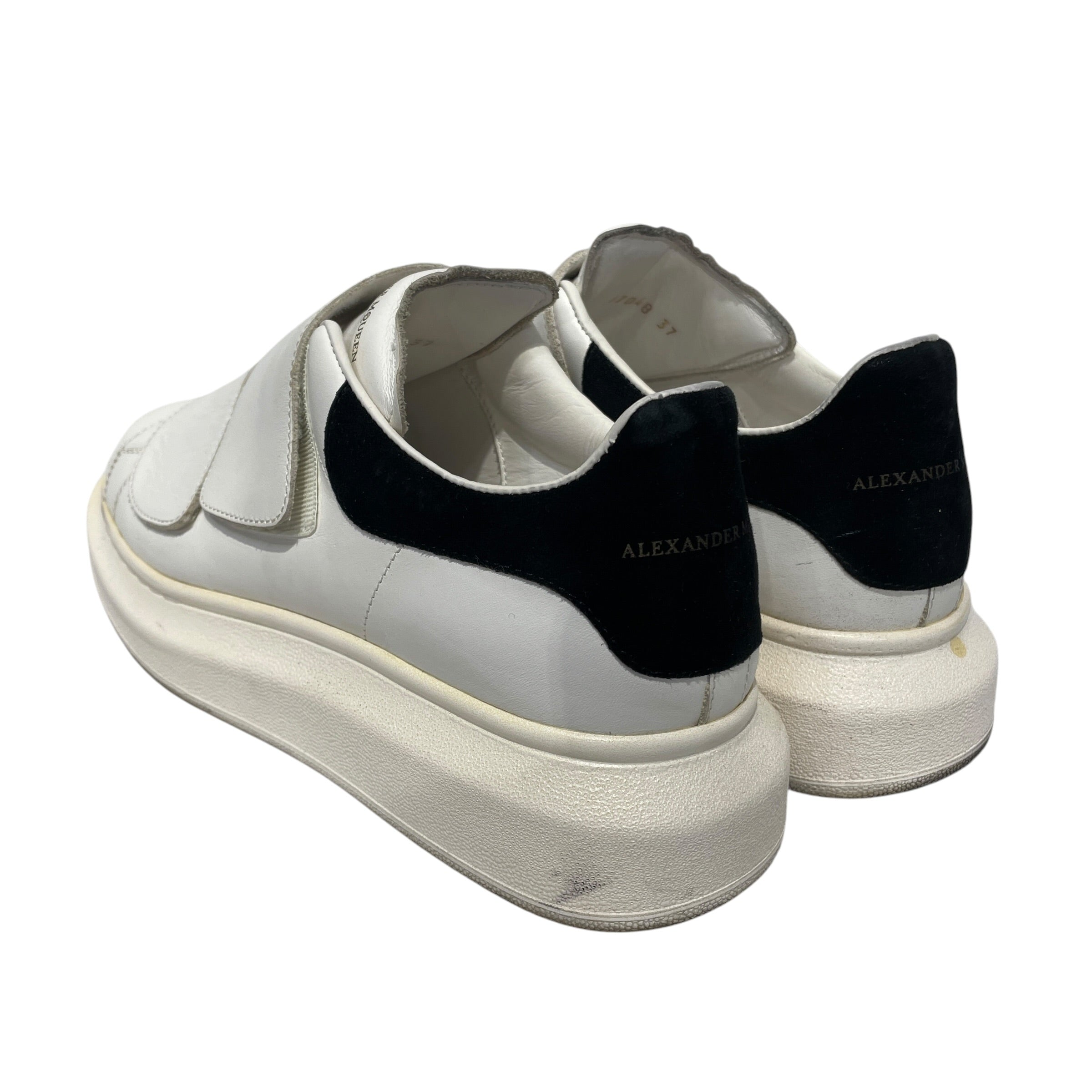 Alexander McQueen/Low-Sneakers/EU 37/Leather/WHT/black suede back/velcro straps view 2