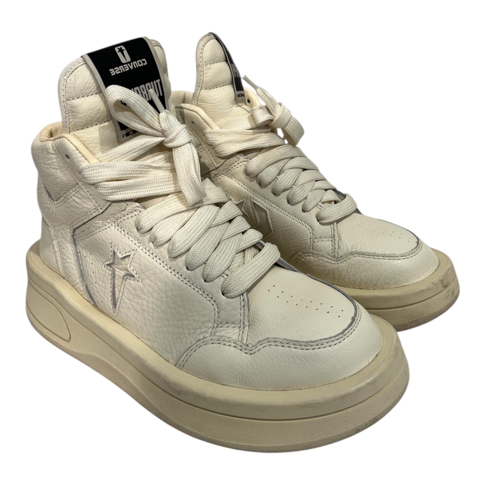 CONVERSE/RICK OWENS DRKSHDW/Hi-Sneakers/US 8/Leather/CRM/172343c turbowpn high top view 1