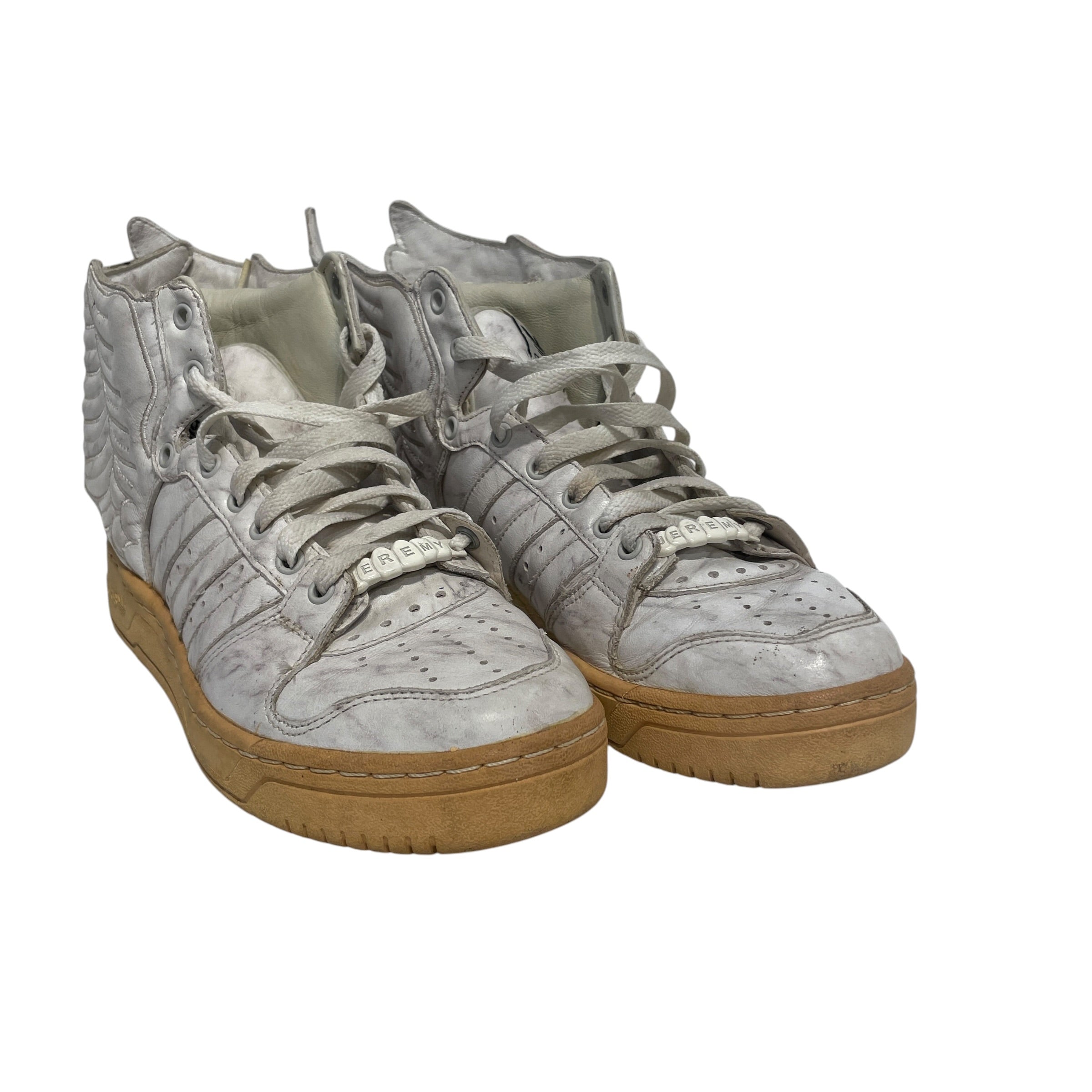 adidas/Hi-Sneakers/US 7.5/Leather/GRY/marble wings view 1