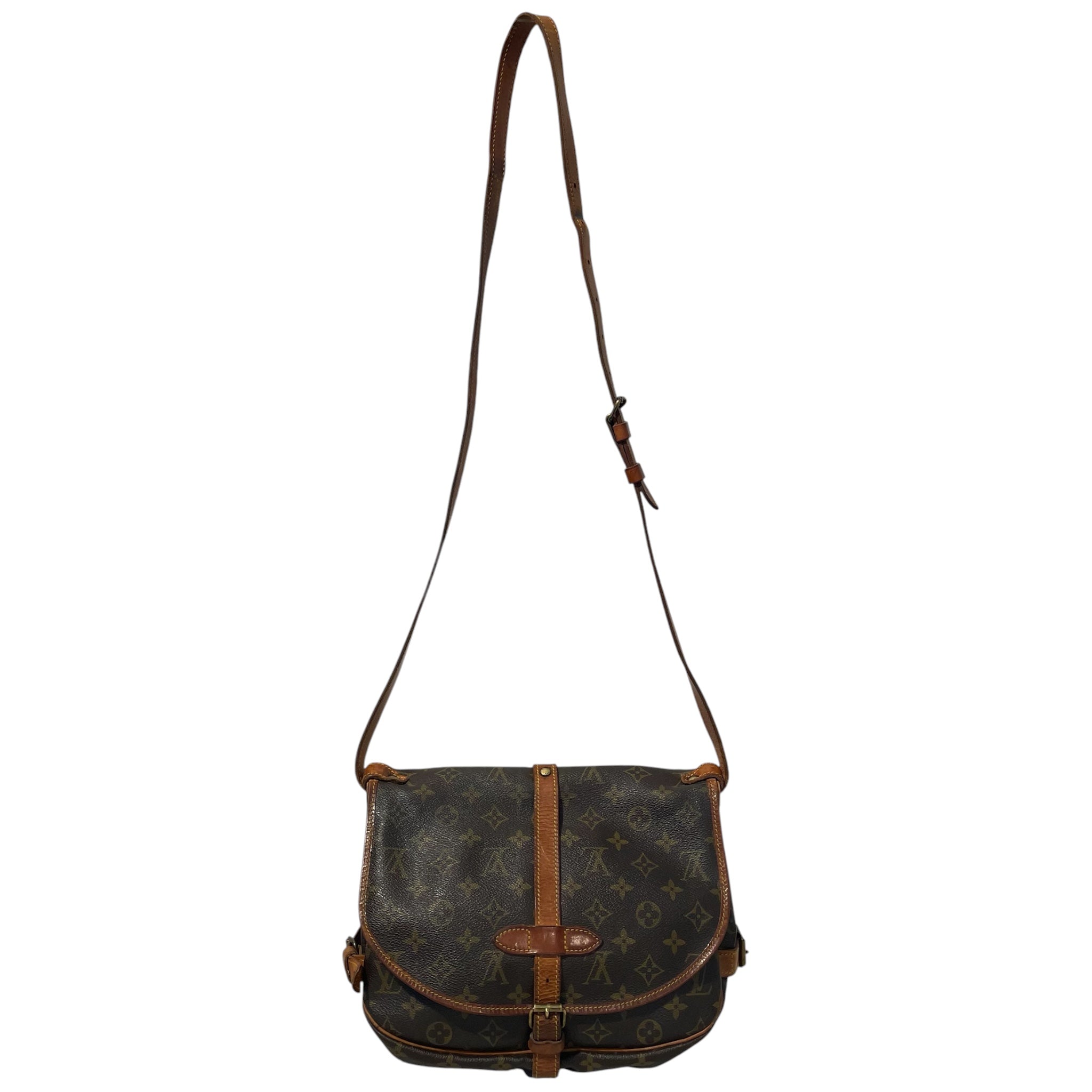 LOUIS VUITTON/Cross Body Bag/Monogram/Leather/BRW/Saumur Satchel view 1