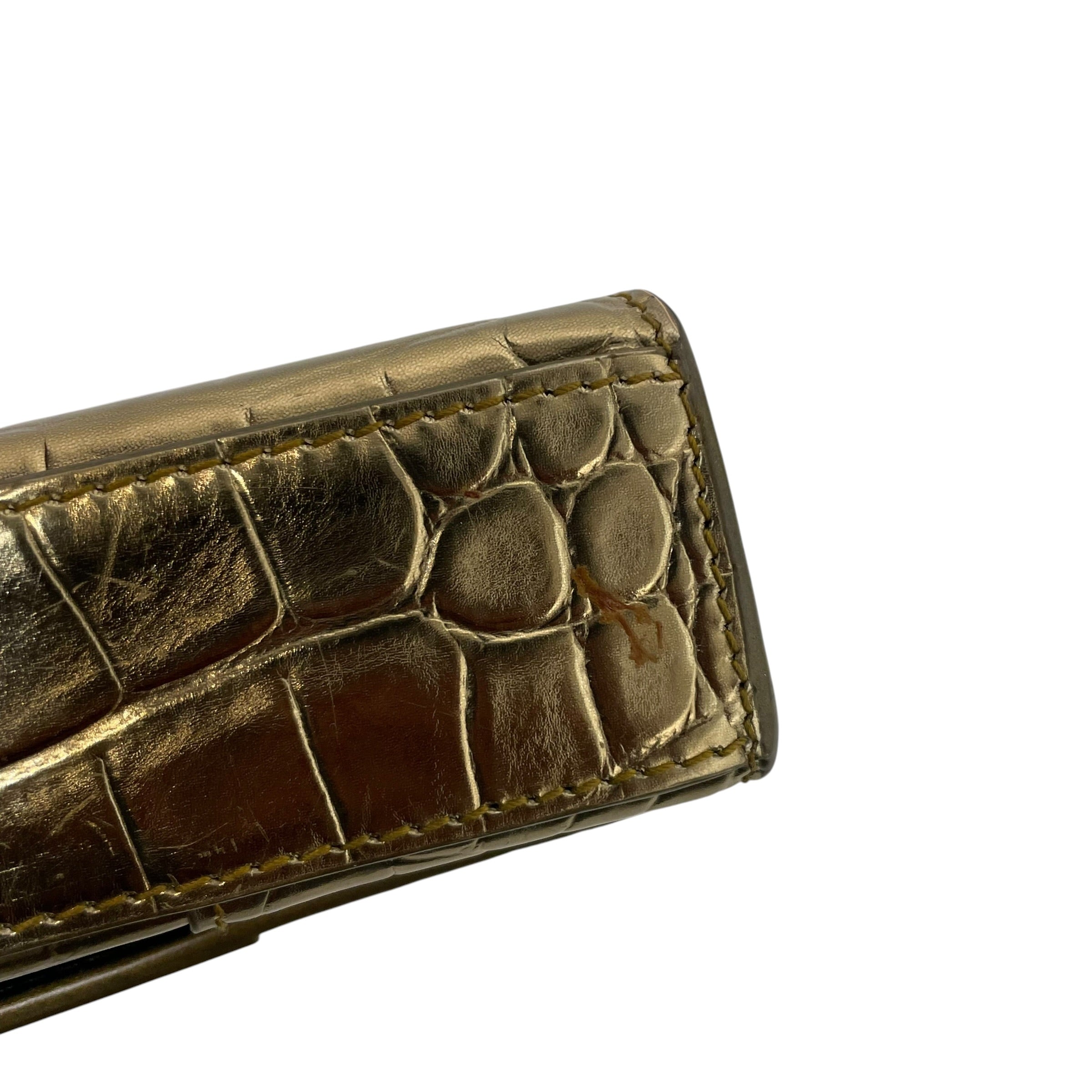 BALENCIAGA/Cross Body Bag/Leather/GLD/hourglass croc view 5