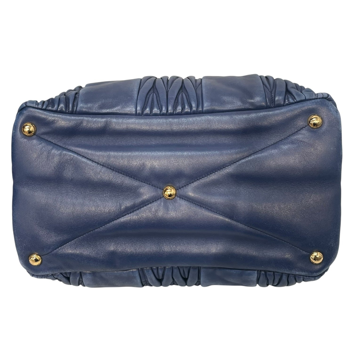 MIU MIU/Tote Bag/Lambskin/BLU/Matelasse Ruche Quilting view 4
