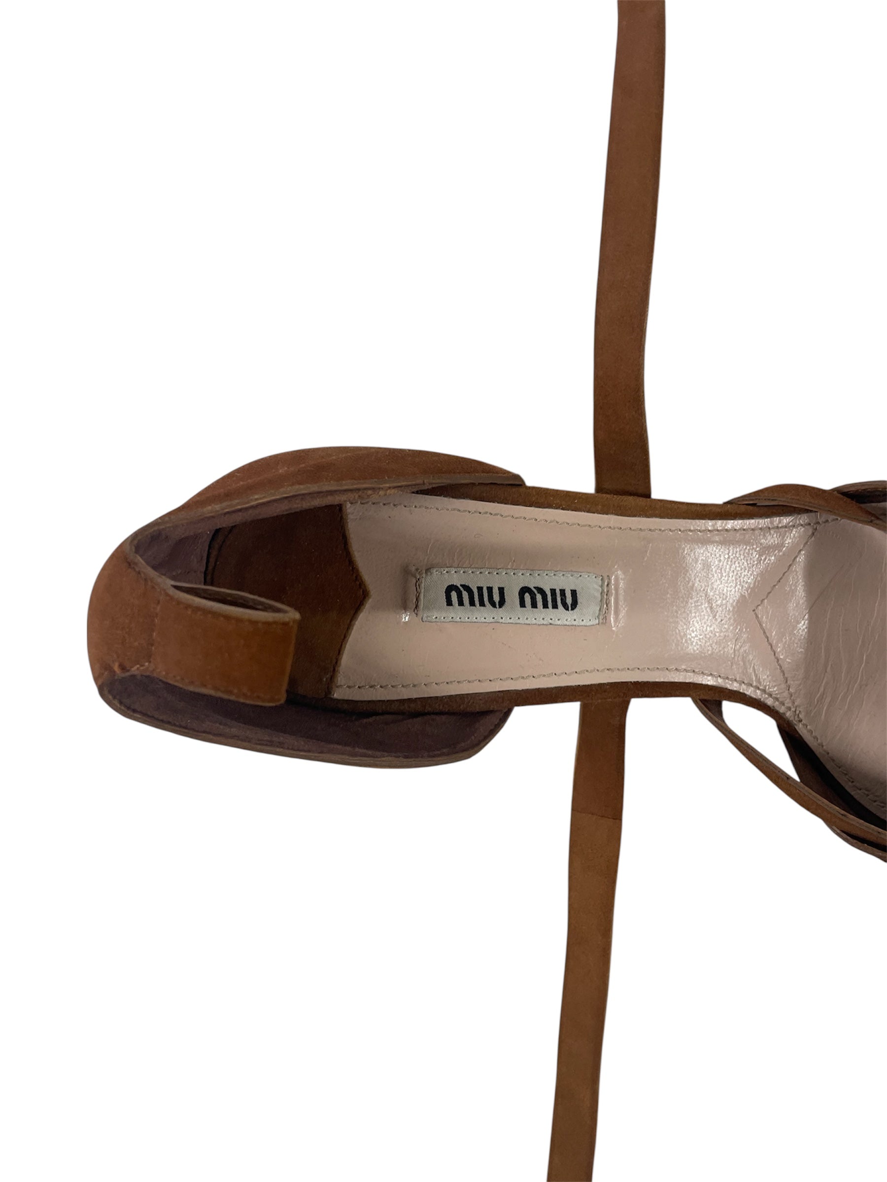 MIU MIU/Heels/EU 39.5/Leather/BRW/LONG STRAPS view 3