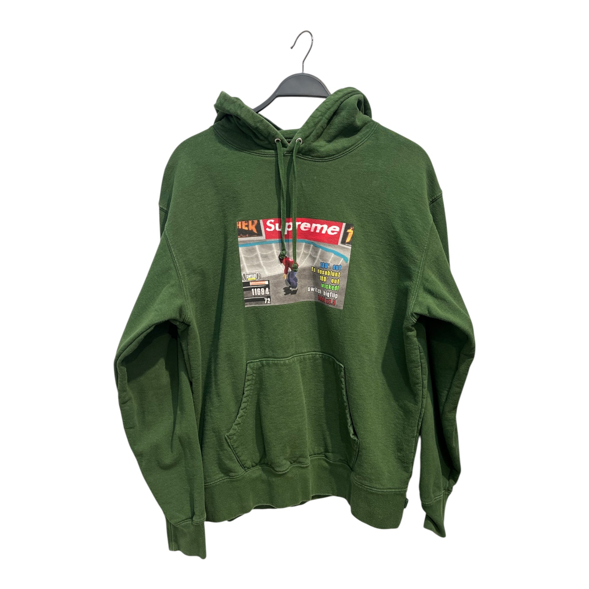 Supreme/Hoodie/M/Graphic/Cotton/GRN/X THRASHER VIDEO GAME ON CHEST view 1