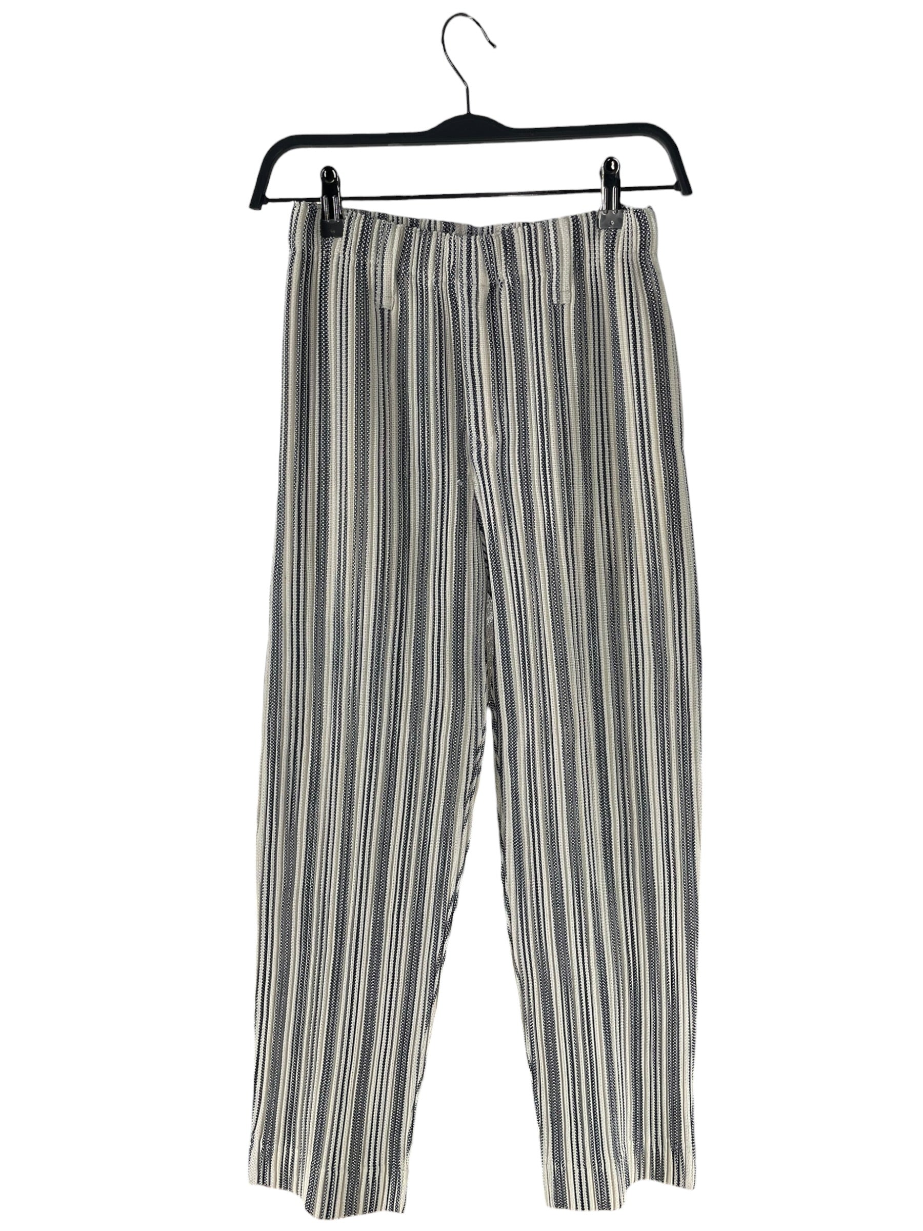 HOMME PLISSE ISSEY MIYAKE/Straight Pants/1/Polyester/MLT/Stripe/BLK/WHT/PLEAT LLOUNGE PANT view 1