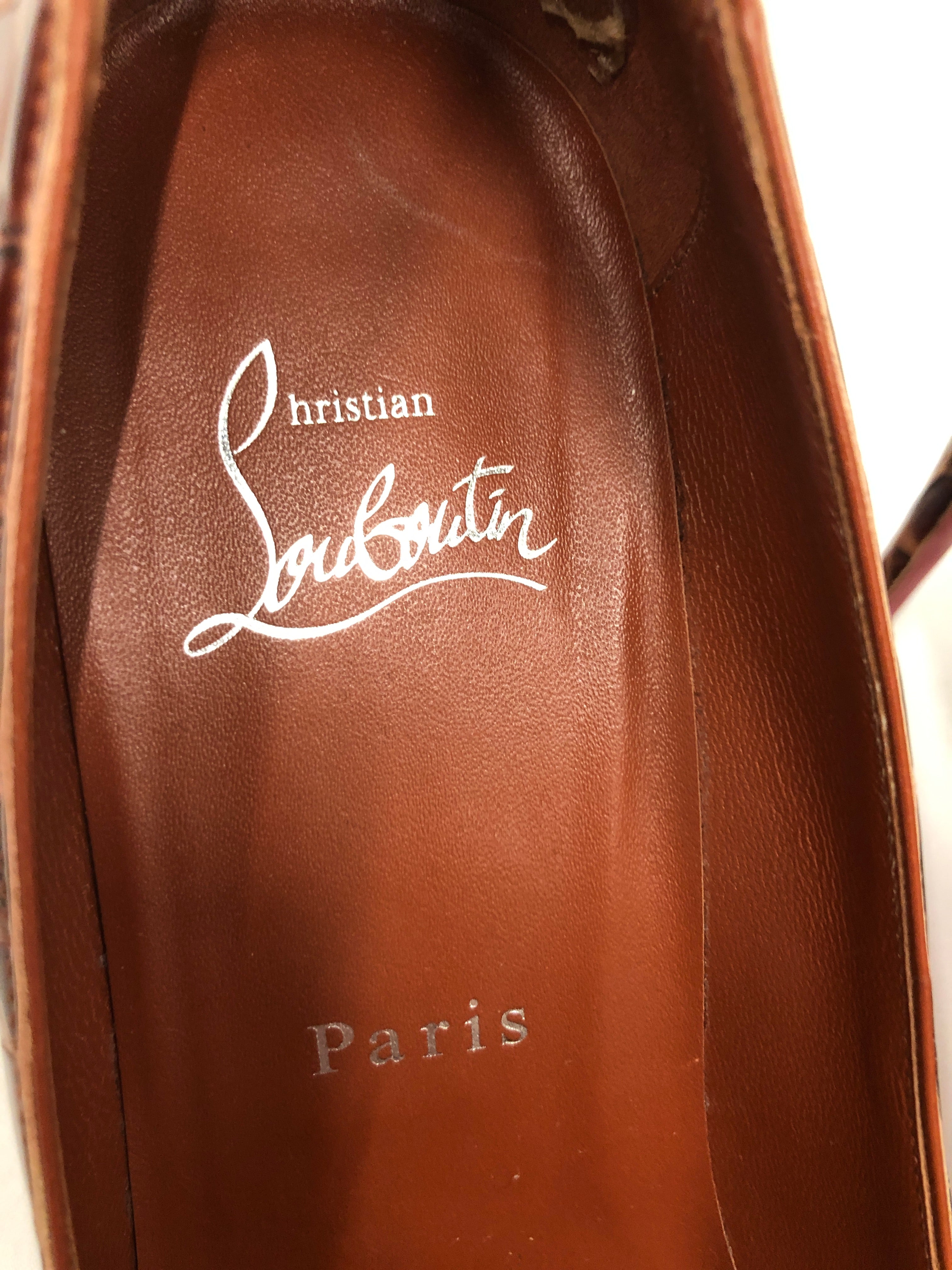 Christian Louboutin/Heels/EU 36.5/Animal Pattern/Leather/BRW/KATE croc embossed leather view 3
