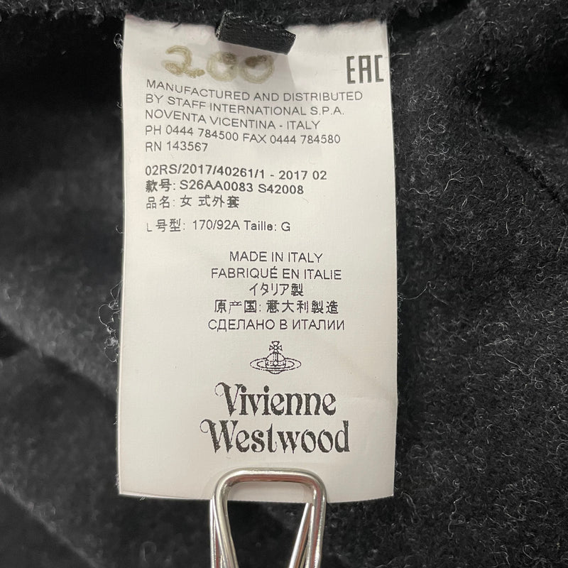 Vivienne Westwood/Trench Coat/L/Wool/BLK/WRAP AROUND COLLAR