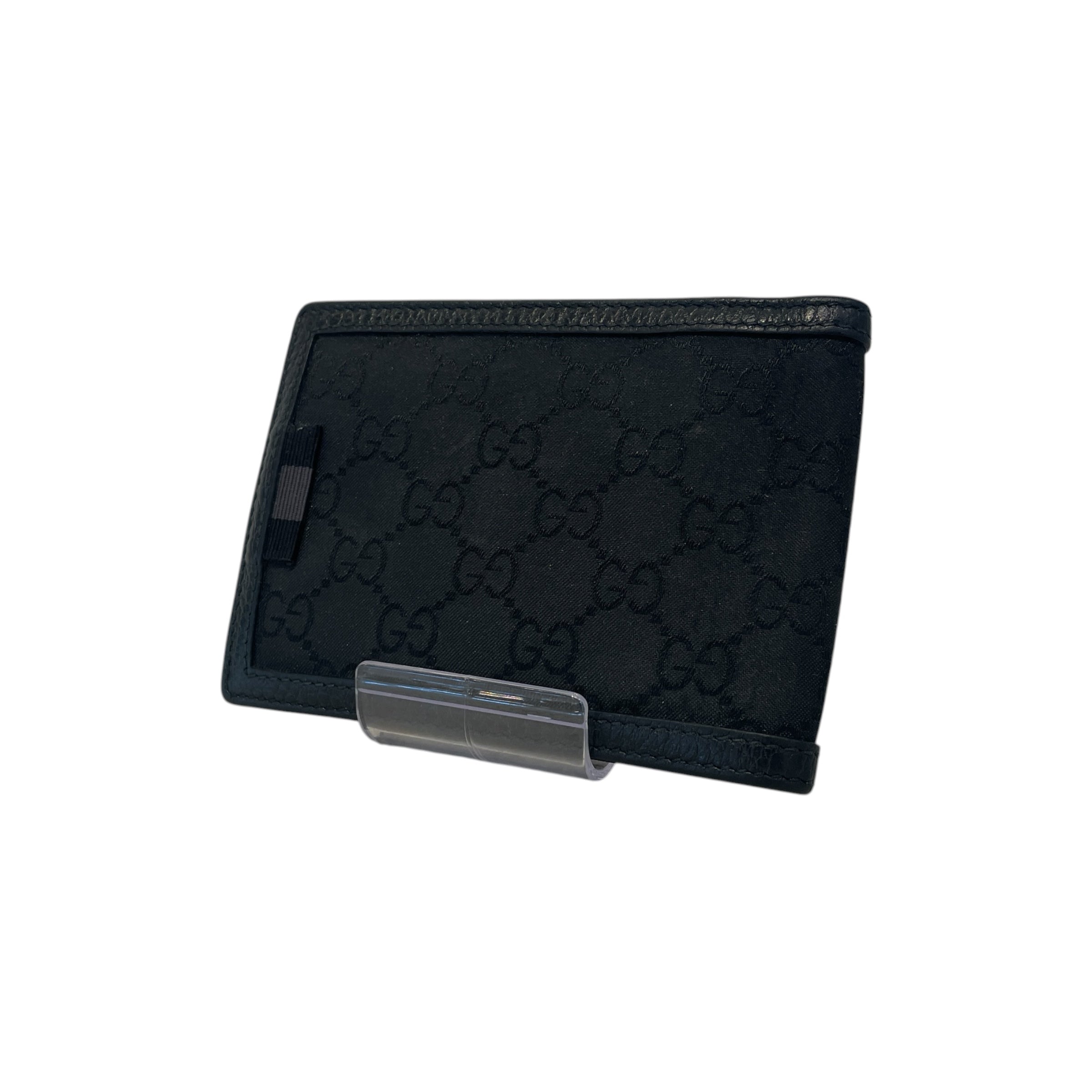 GUCCI/Bifold Wallet/Monogram/Nylon/BLK/nylon/leather bifold wallet view 2