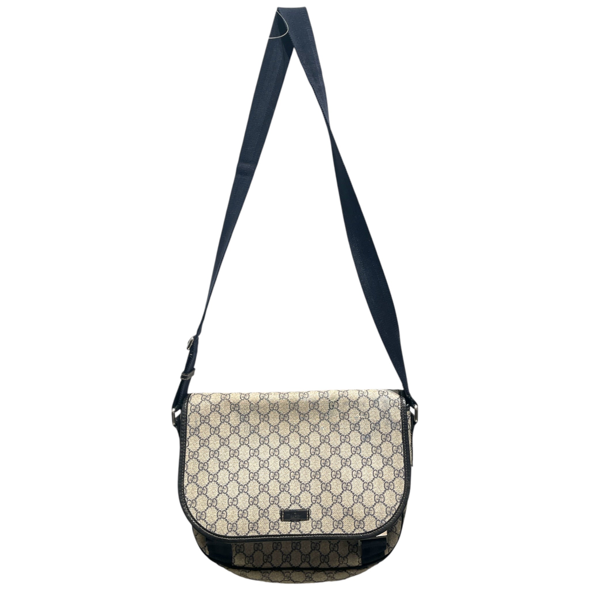 GUCCI/Cross Body Bag/Monogram/NVY/BUCKLE FLAP MESSENGER view 1