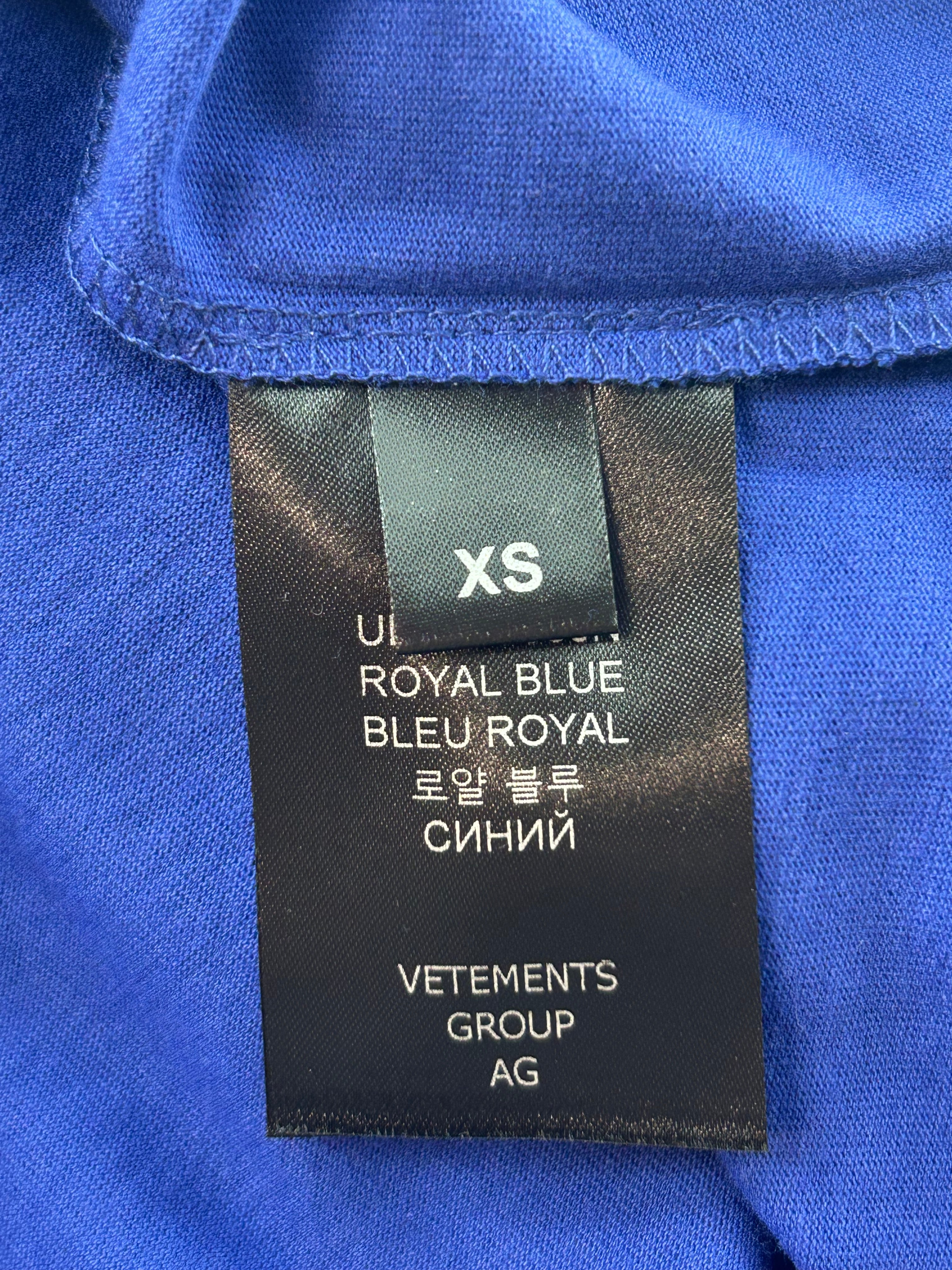 VETEMENTS/T-Shirt/XS/Cotton/BLU/VETEMENTS PARIS LOGO RED LINE view 4