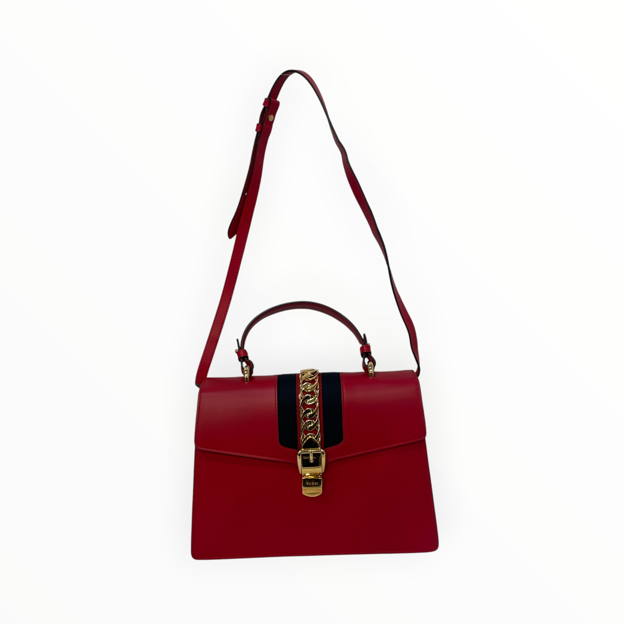 GUCCI/Hand Bag/Stripe/Leather/RED/Sylvie Web Stripe view 1