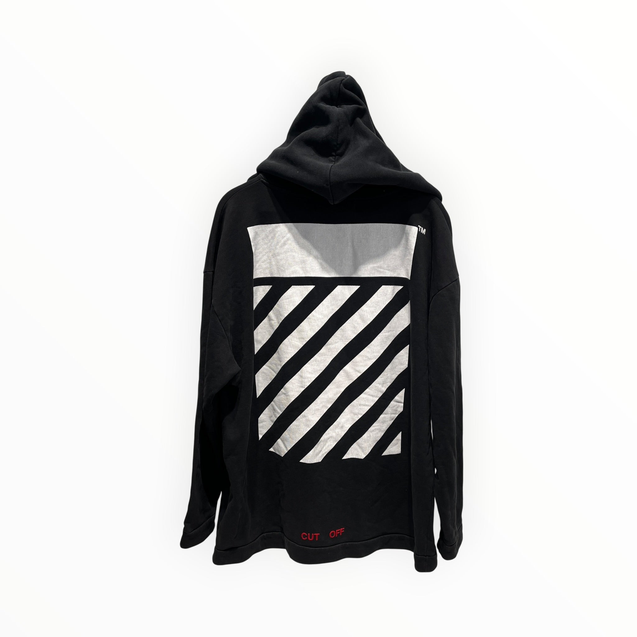 OFF-WHITE/Hoodie/S/Graphic/Cotton/BLK/Pullover/NEBRASKA CUT OFF DIAGONAL view 2