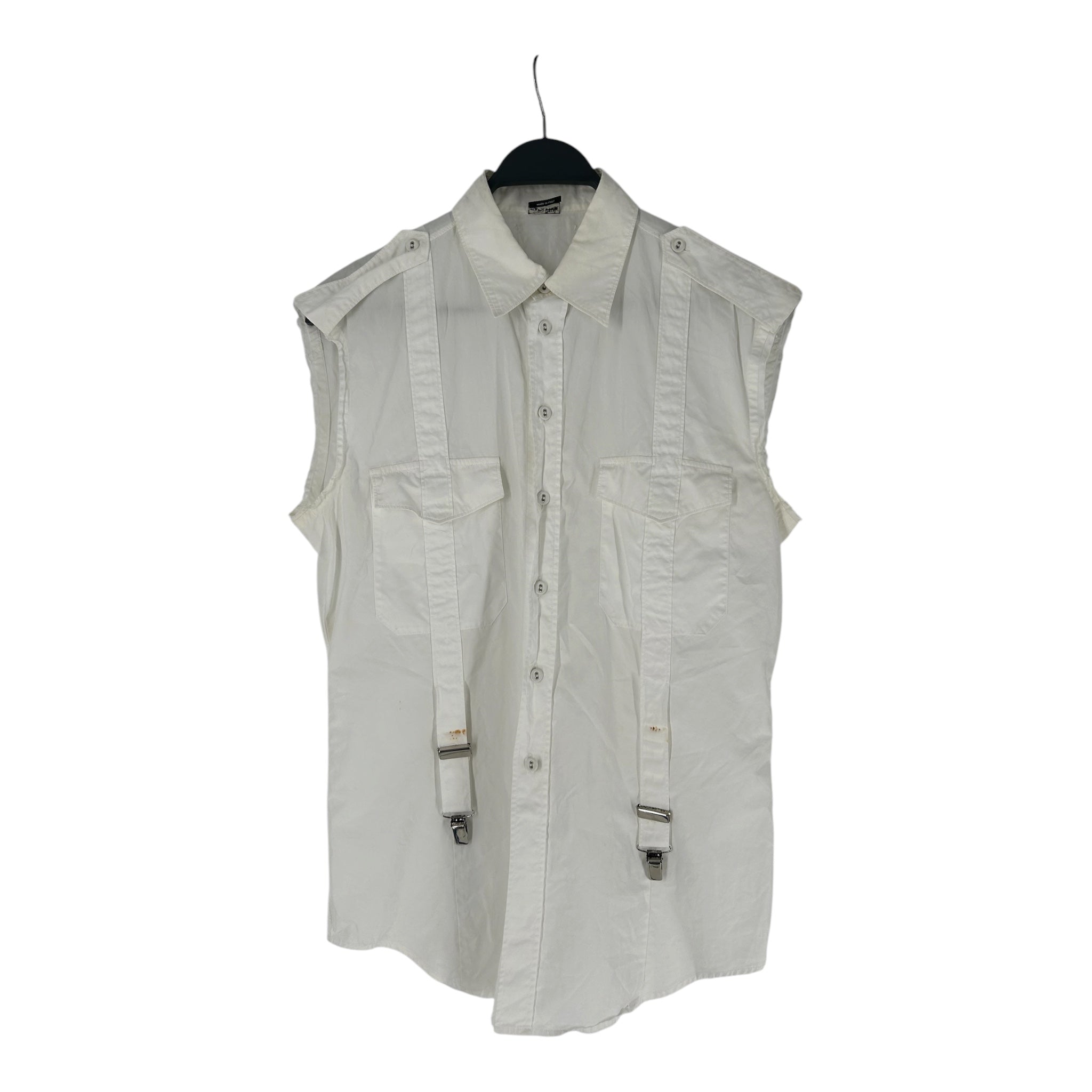 Jean Paul GAULTIER HOMME/Shirt/Cotton/WHT/SLEEVELESS BUCKLES view 1