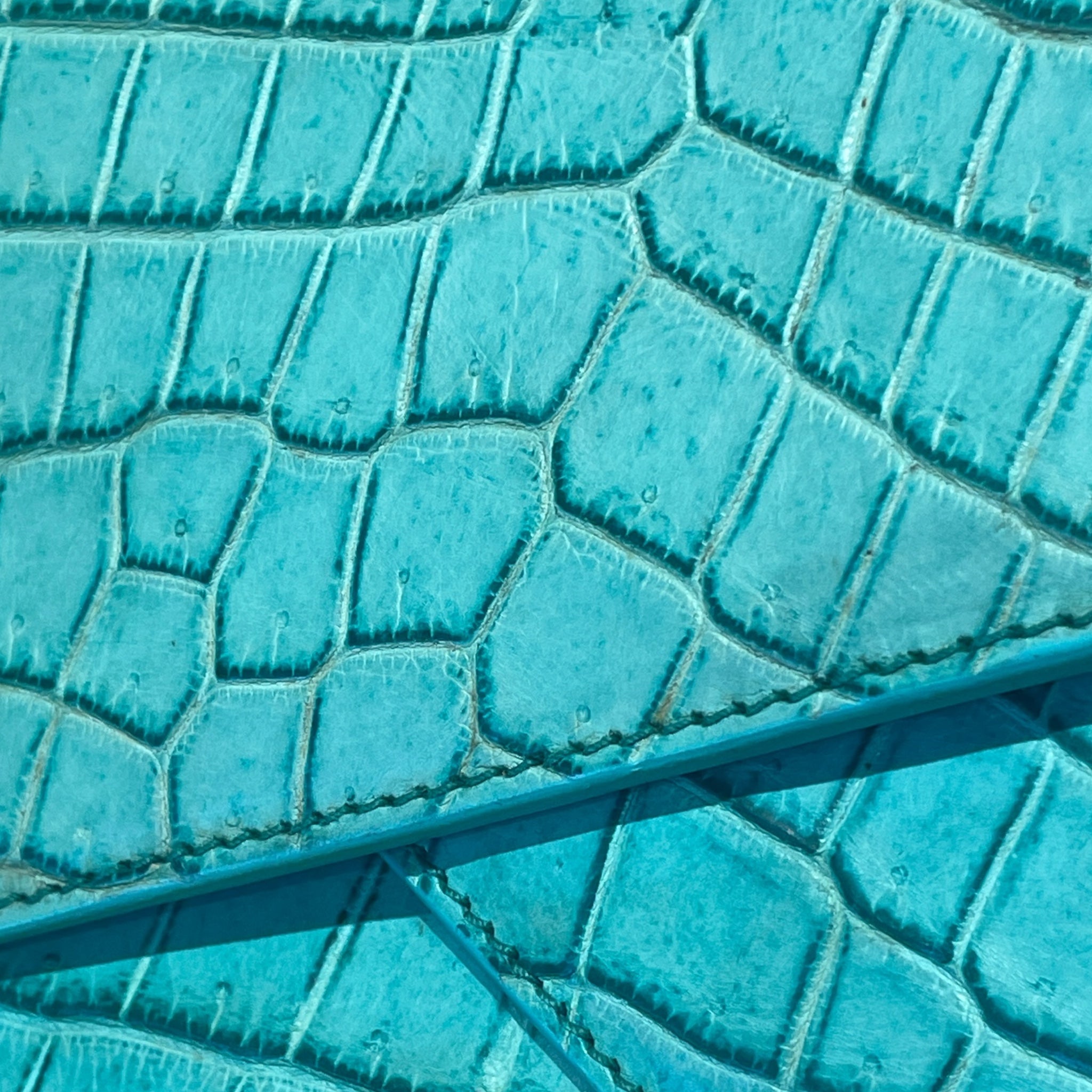 BOTTEGA VENETA/Clutch Bag/Leather/GRN/CROC/TEAL/PIANO CRISS CROSS view 7