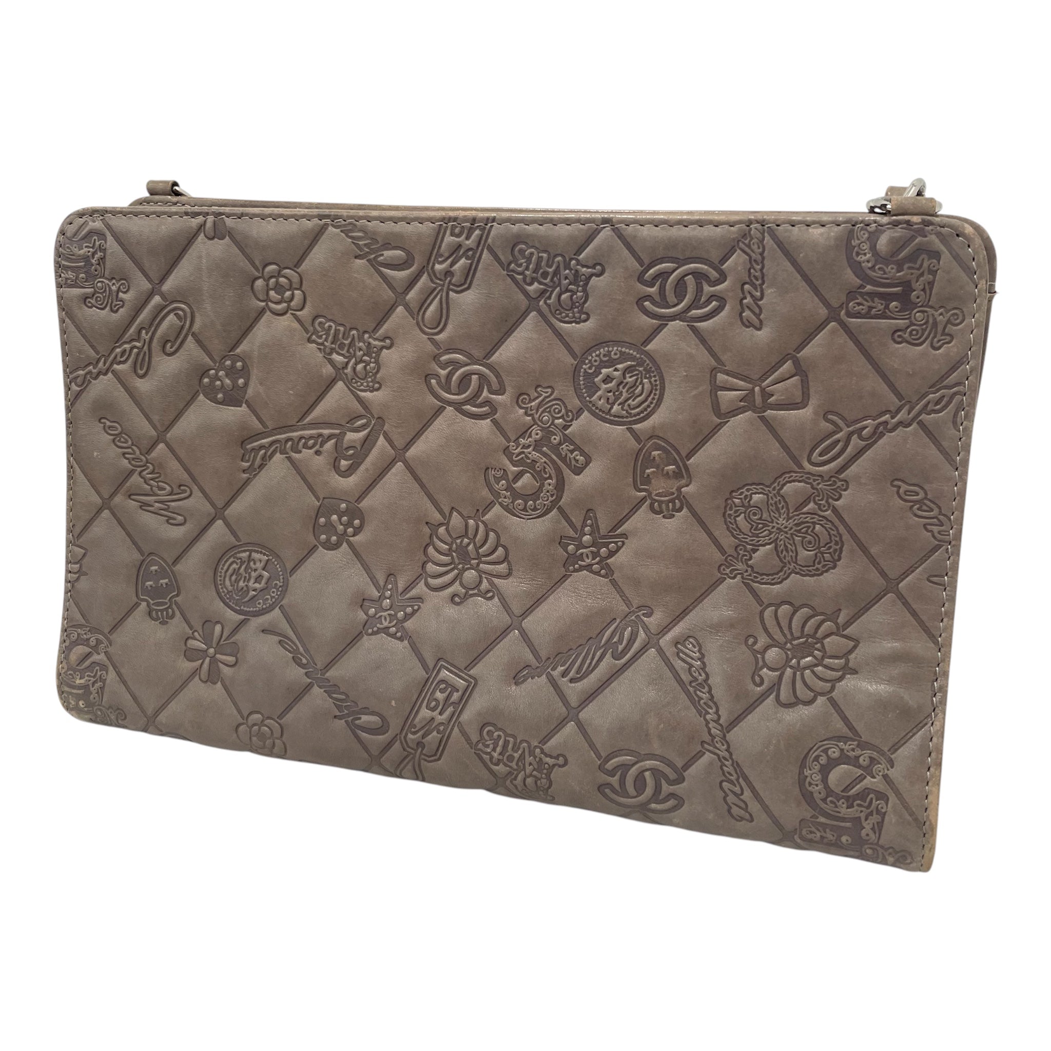 CHANEL/Clutch Bag/Monogram/Lambskin/GRY/LUCKYSYMBOL view 2