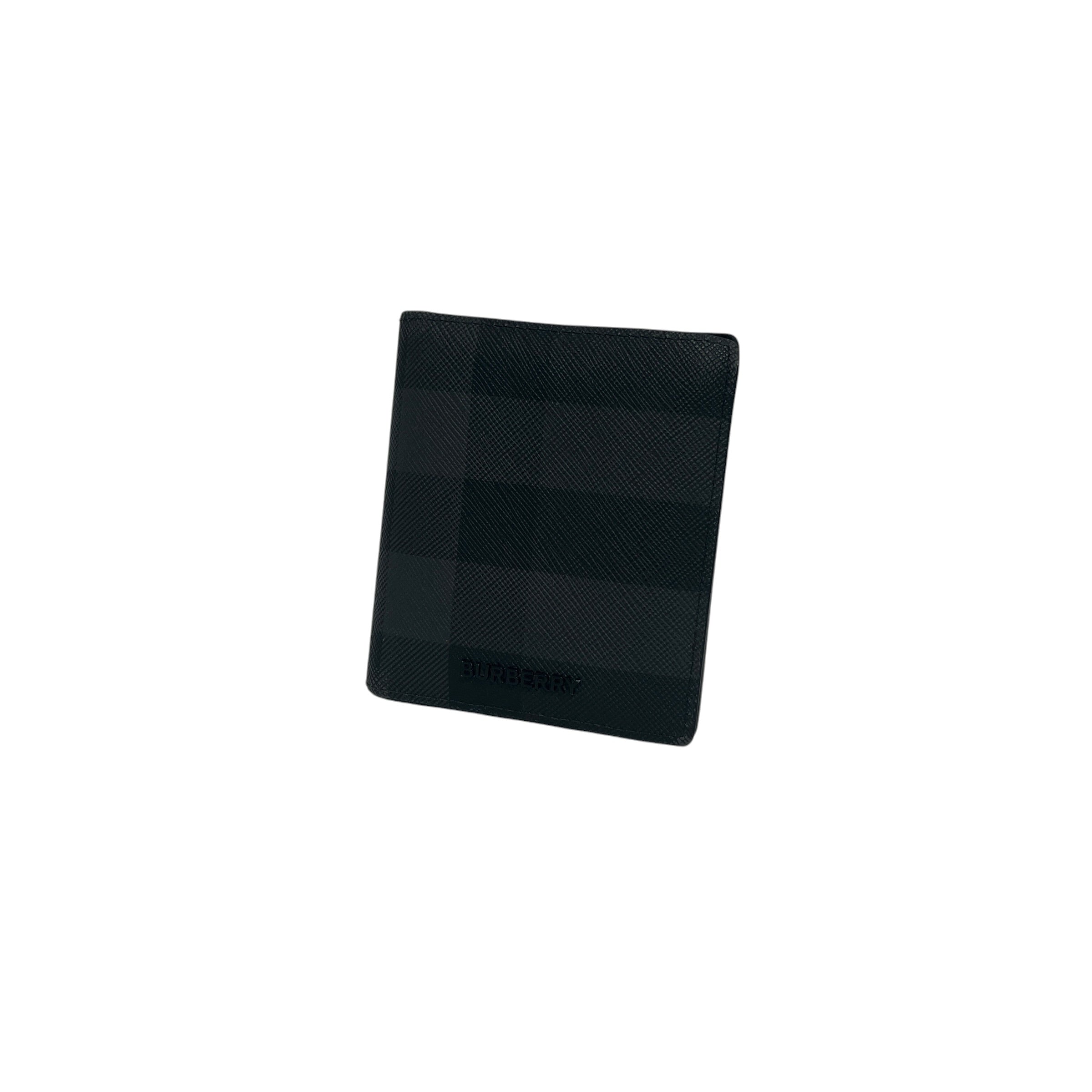 BURBERRY LONDON/Bifold Wallet/Plaid/Leather/BLK/M's/Metal Plate Logo view 1