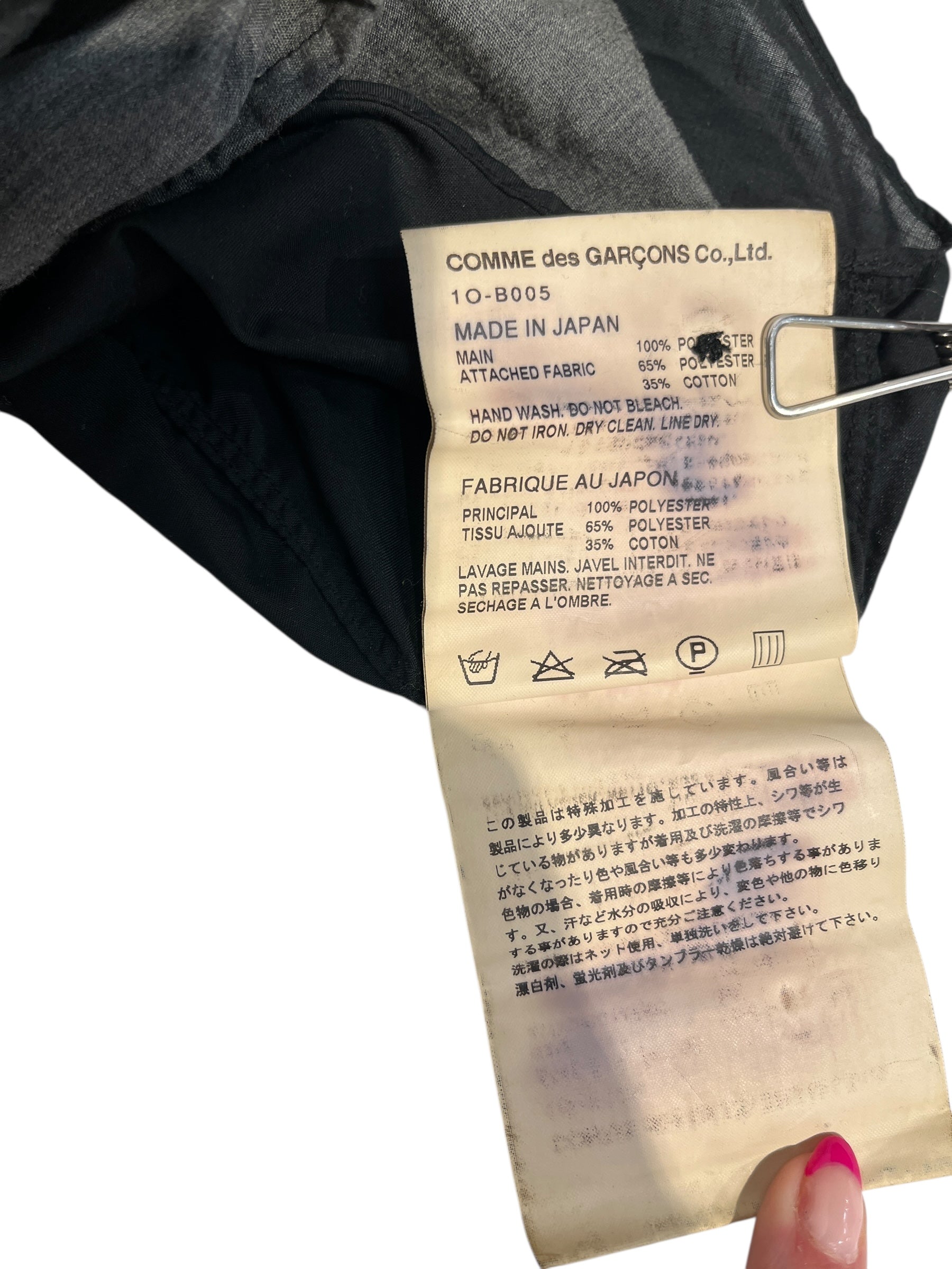 BLACK COMME des GARCONS/LS Shirt/S/Cotton/BLK/GRAY AND BLACK BUTTON UP SHIRT view 3