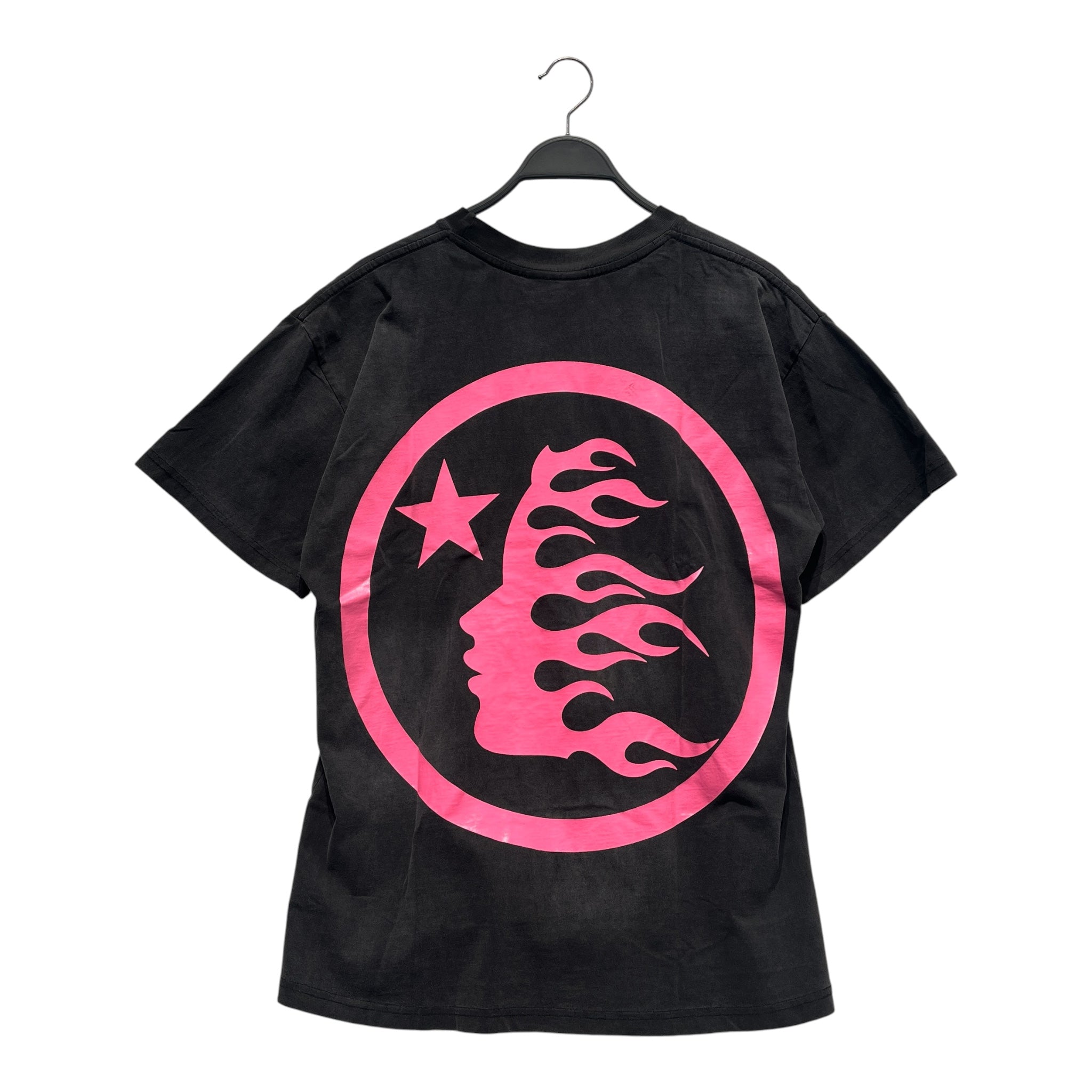 HELLSTAR/T-Shirt/S/Cotton/BLK/Graphic/PINK LOGO FRONT AND BACK view 2
