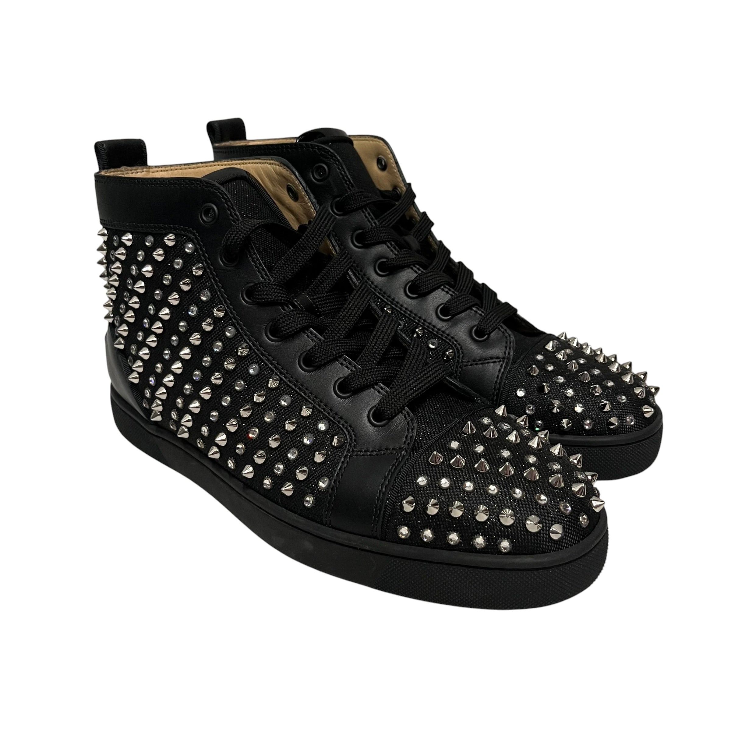 Christian Louboutin/Hi-Sneakers/US 8.5/Leather/BLK/spike view 1