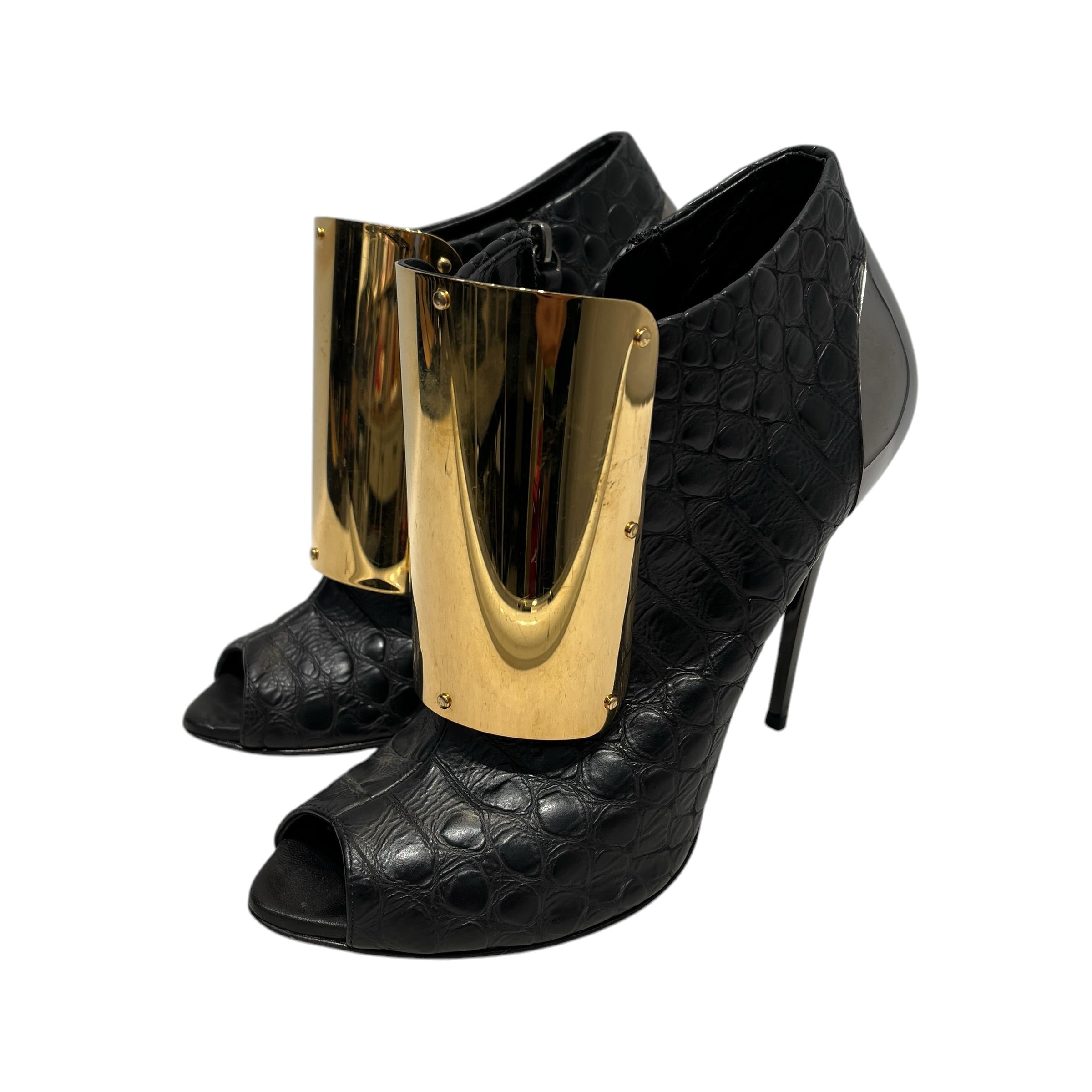 Giuseppe Zanotti/Heels/EU 37/Animal Pattern/Leather/BLK/croc embossed gold plate view 11