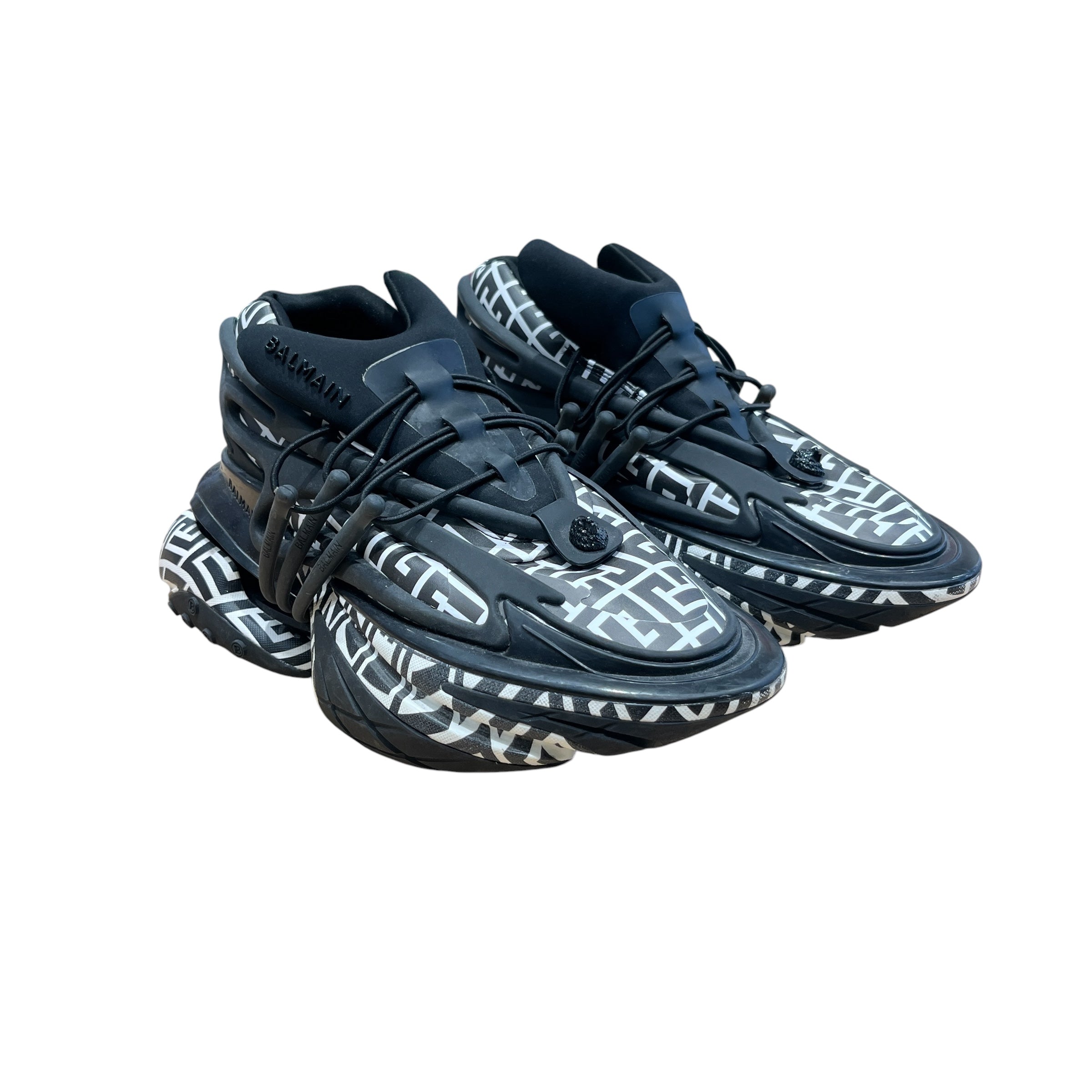 BALMAIN/Low-Sneakers/US 8/All Over Print/BLK/MONOGRAM CRAZY PATTERN view 1
