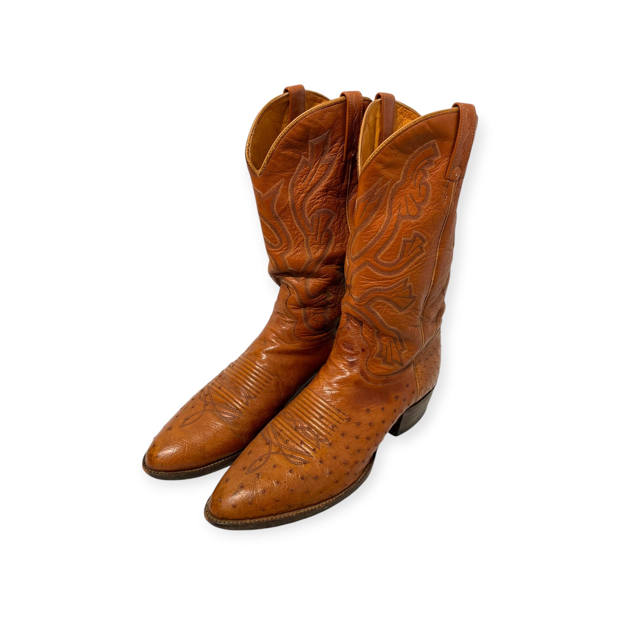 Vintage/Cowboy Boots/US 10/Leather/BRW/COGNAC OSTRICH QUILL view 1