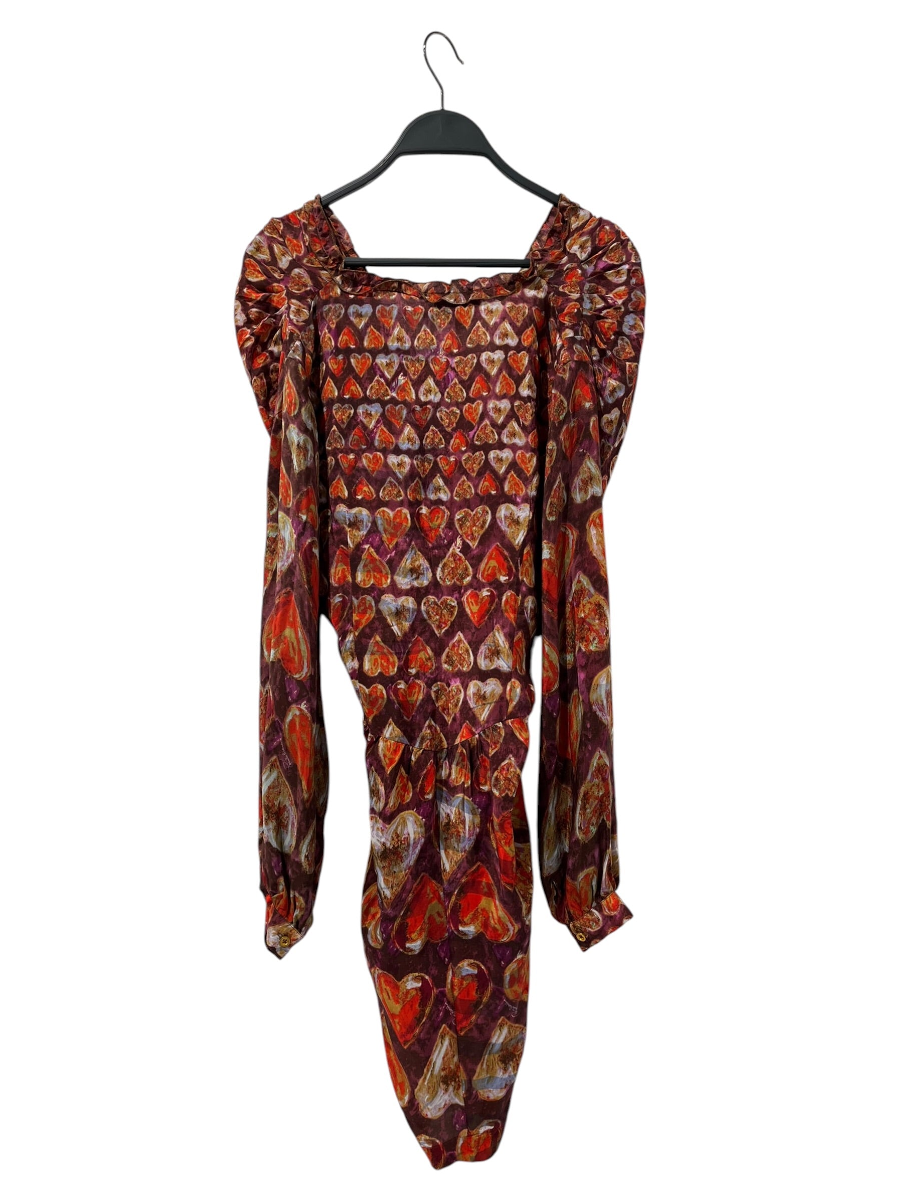 Just cavalli/LS Dress/S/All Over Print/Silk/MLT/Midi Length/HEART PATTERN W/ ROUCHING view 2