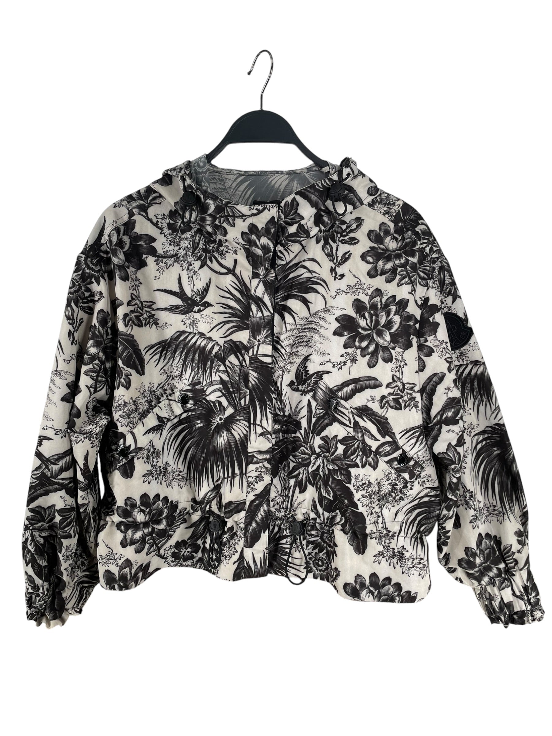 MONCLER/Windbreaker/00/Floral Pattern/Nylon/WHT/BLK FLORAL ALBIREO HOODED JKT view 1