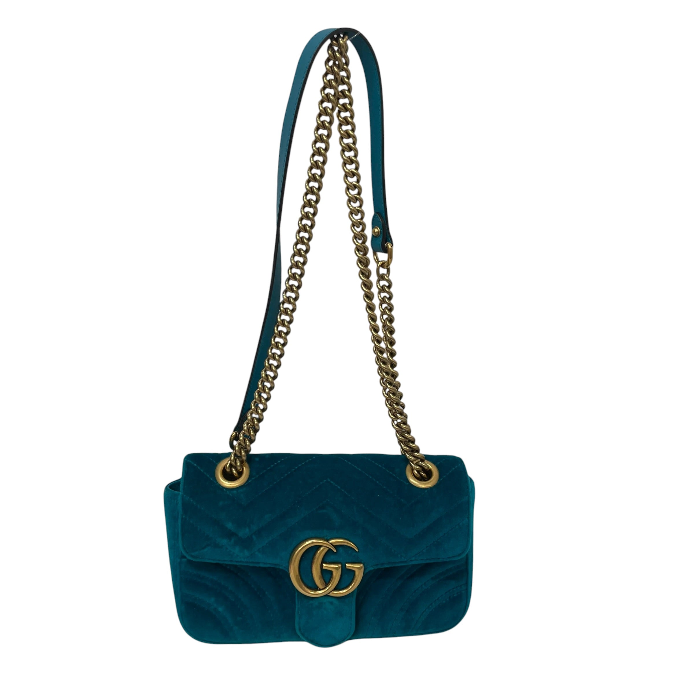 GUCCI/Cross Body Bag/Suede/BLU/marmont matelasse velvet view 1