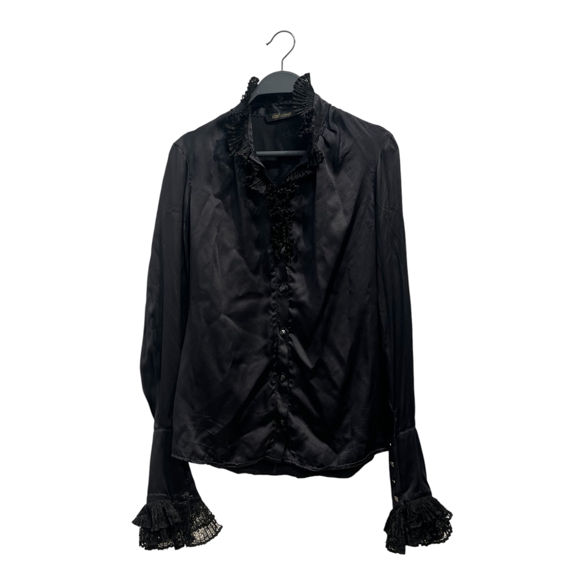roberto cavalli/LS Blouse/44/Silk/BLK/pirate sleeves and collar view 1