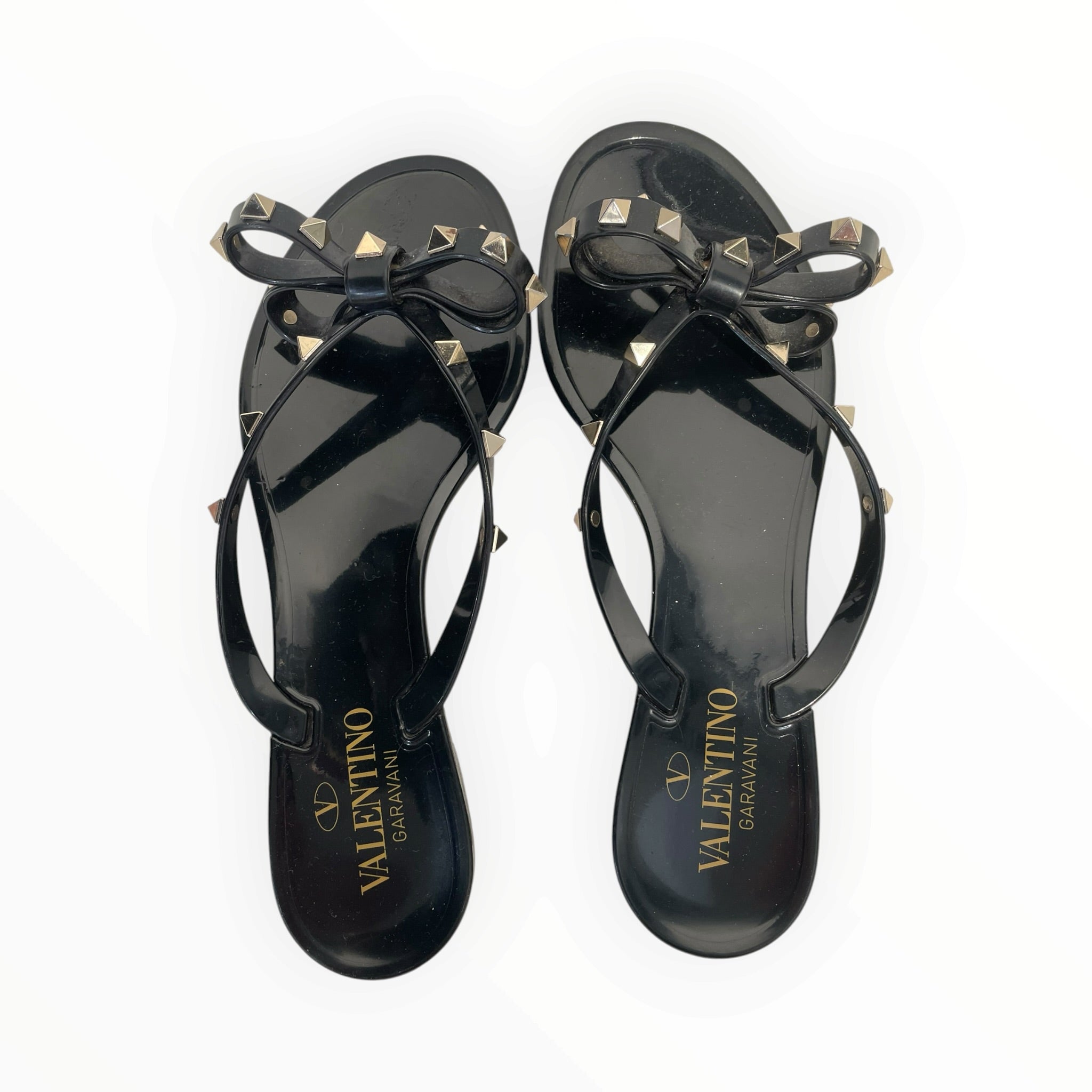 VALENTINO GARAVANI/Sandals/EU 38/Polyester/BLK/ROCKSTUD JELLY SANDLES view 3