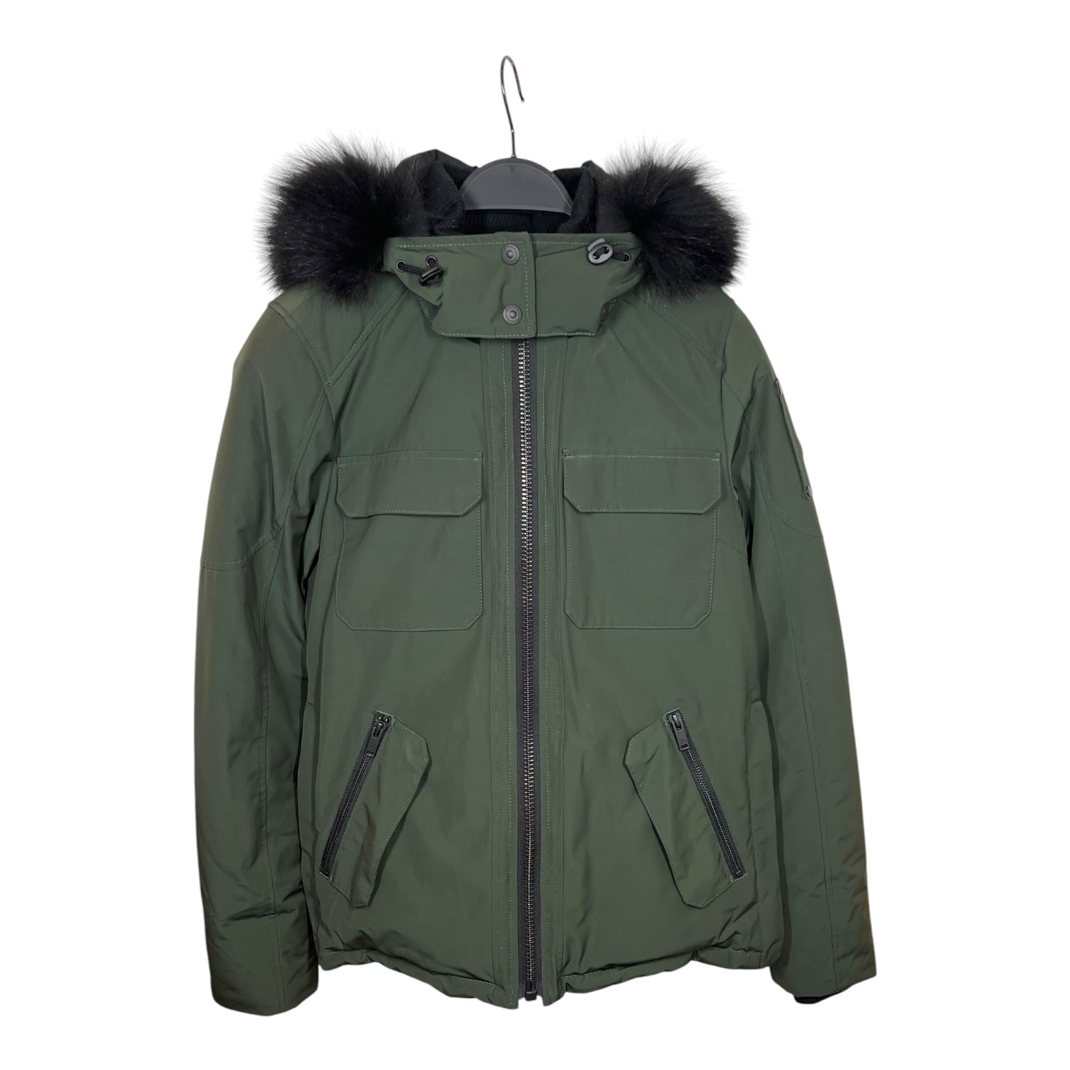MOOSE KNUCKLES/Puffer Jkt/XS/Nylon/GRN/DOWN JKT W/ FUR TRIM HOOD view 1