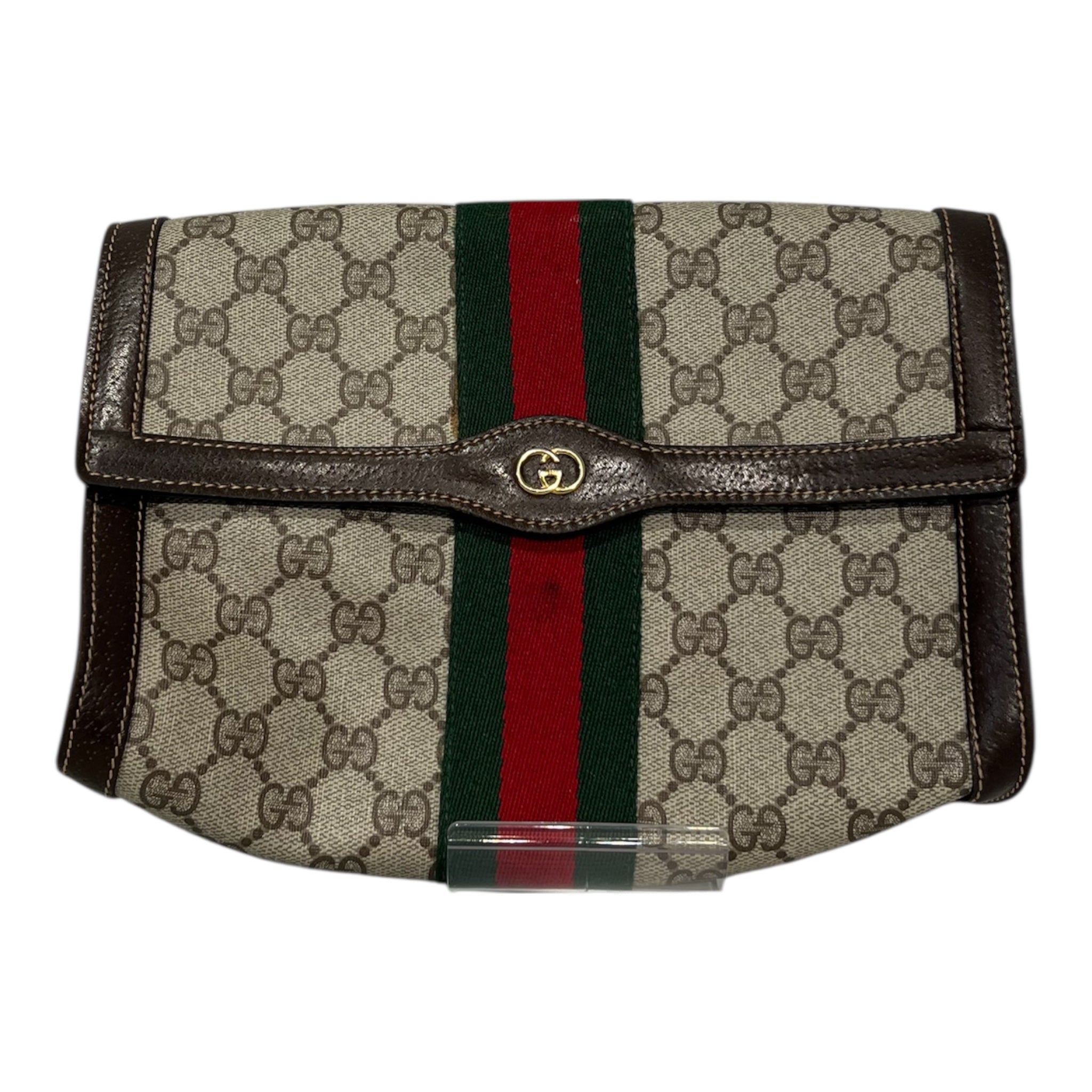 GUCCI/Clutch Bag/Monogram/Leather/BRW/38 vintage gg supreme ophidia view 1