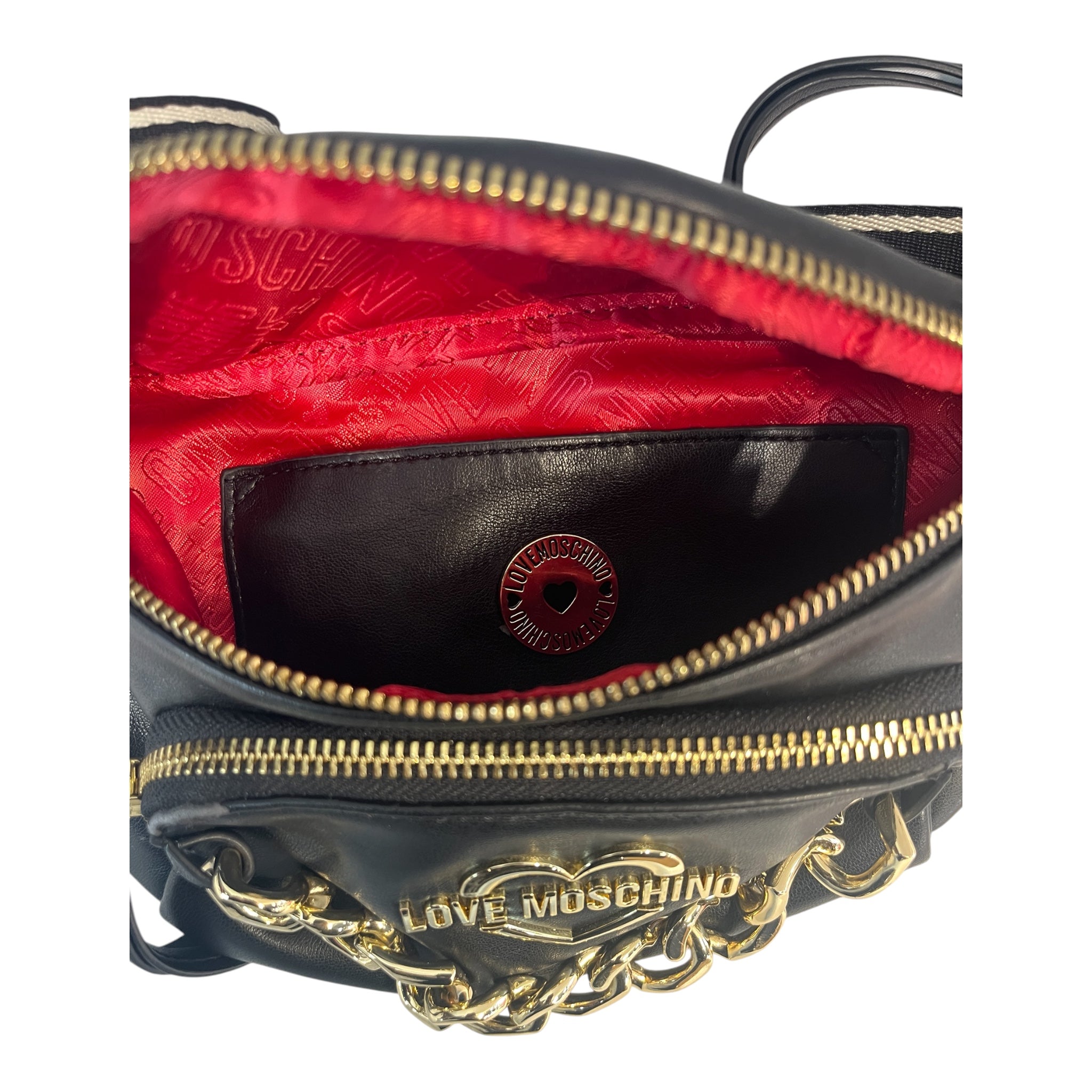 LOVE MOSCHINO/Fanny Pack/Leather/BLK/HEART CHARM BELT BAG view 3