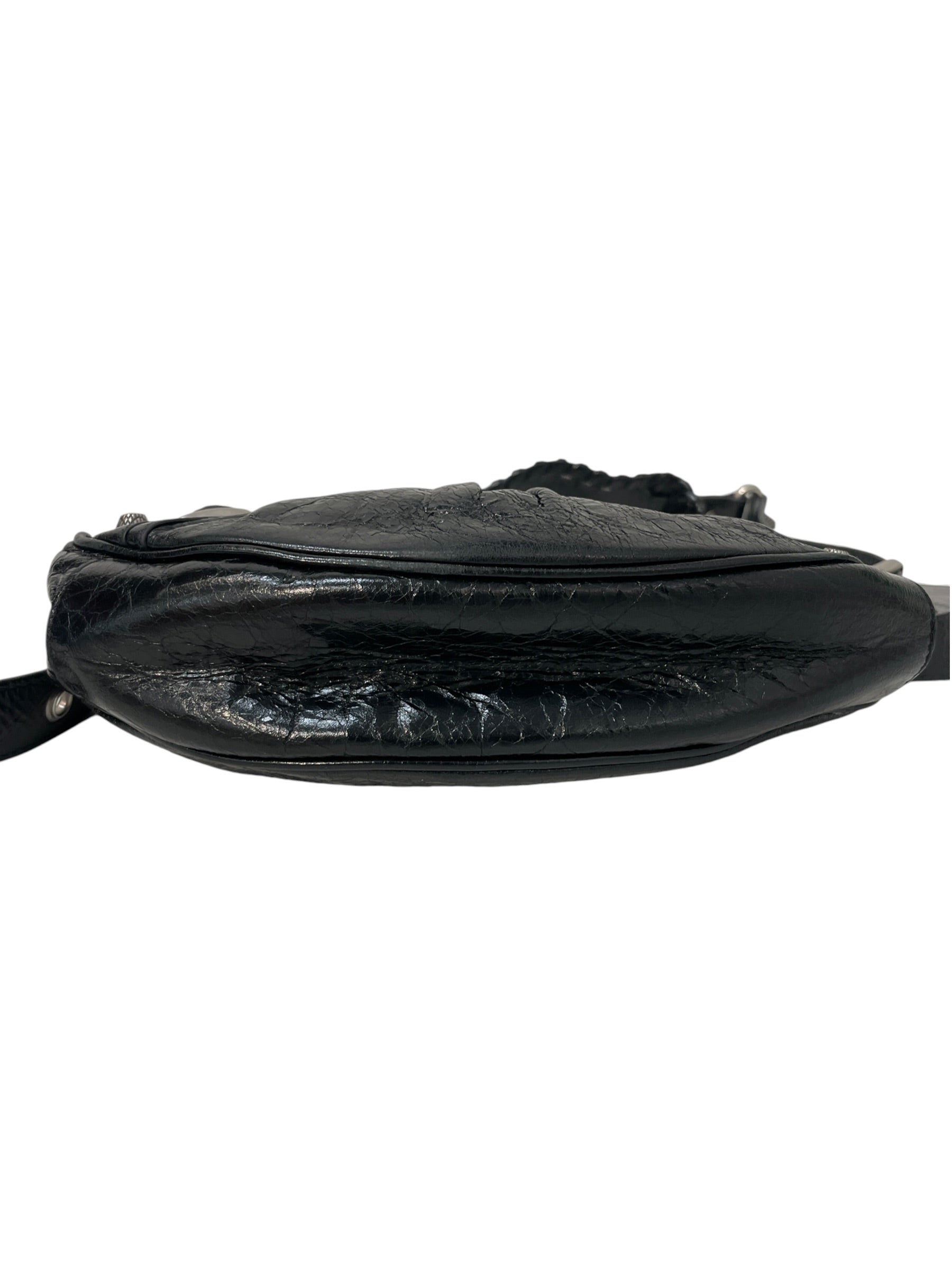 BALENCIAGA/Cross Body Bag/Leather/Black/cagole view 3