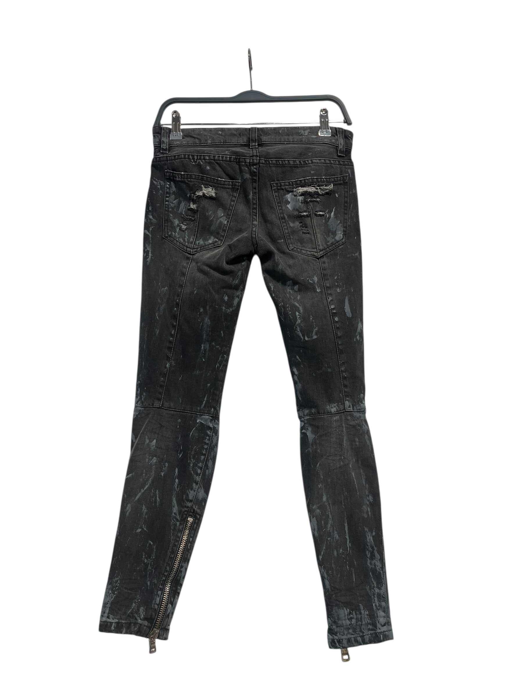 BALMAIN/Skinny Pants/36/Denim/GRY/BLU PAINT SPLATTER view 2